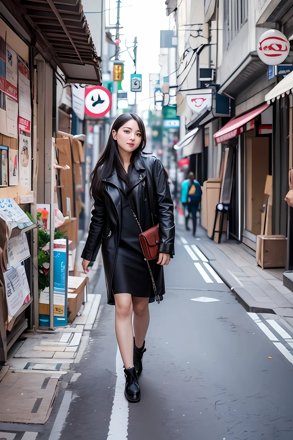 A woman with a new background in the city of Seoul