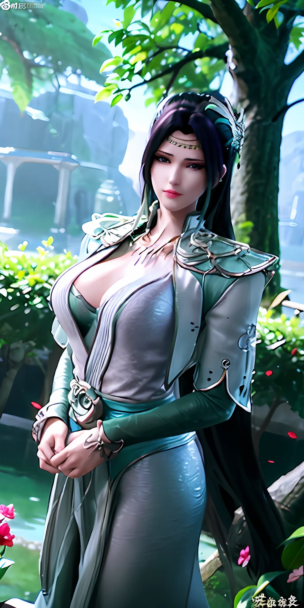 arafed woman in a green dress posing in front of a pond, full body xianxia, 2. 5 d cgi anime fantasy artwork, digital fantasy art ), yun ling, by Fan Qi, fanart best artstation, by Yang J, game cg, deviantart artstation cgscosiety, cgsociety - w 1 0 2 4 - n 8 - i