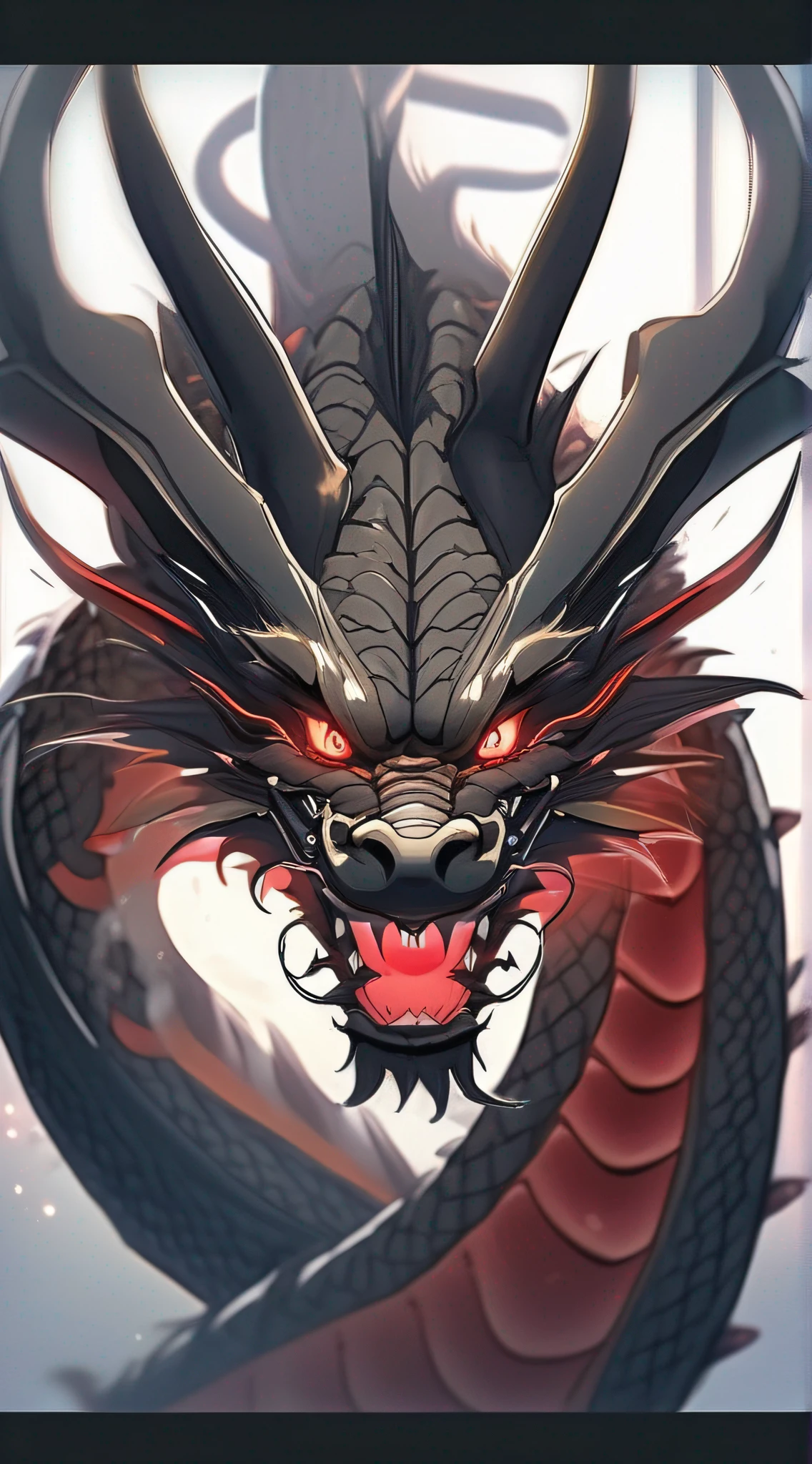 Chinese dragon, five-clawed dragon, slender dragon whiskers, red eyes glowing with bright eyes, sharp dragon teeth, coiled dragon, front face centered, flying dragon in the sky, full body photo, long view, complex details, super fine picture, super realistic, 8K, beautiful, powerful, crystal clear, complex ornamentation, fine details, background of ice and fire, super realistic, 3D, C4D,