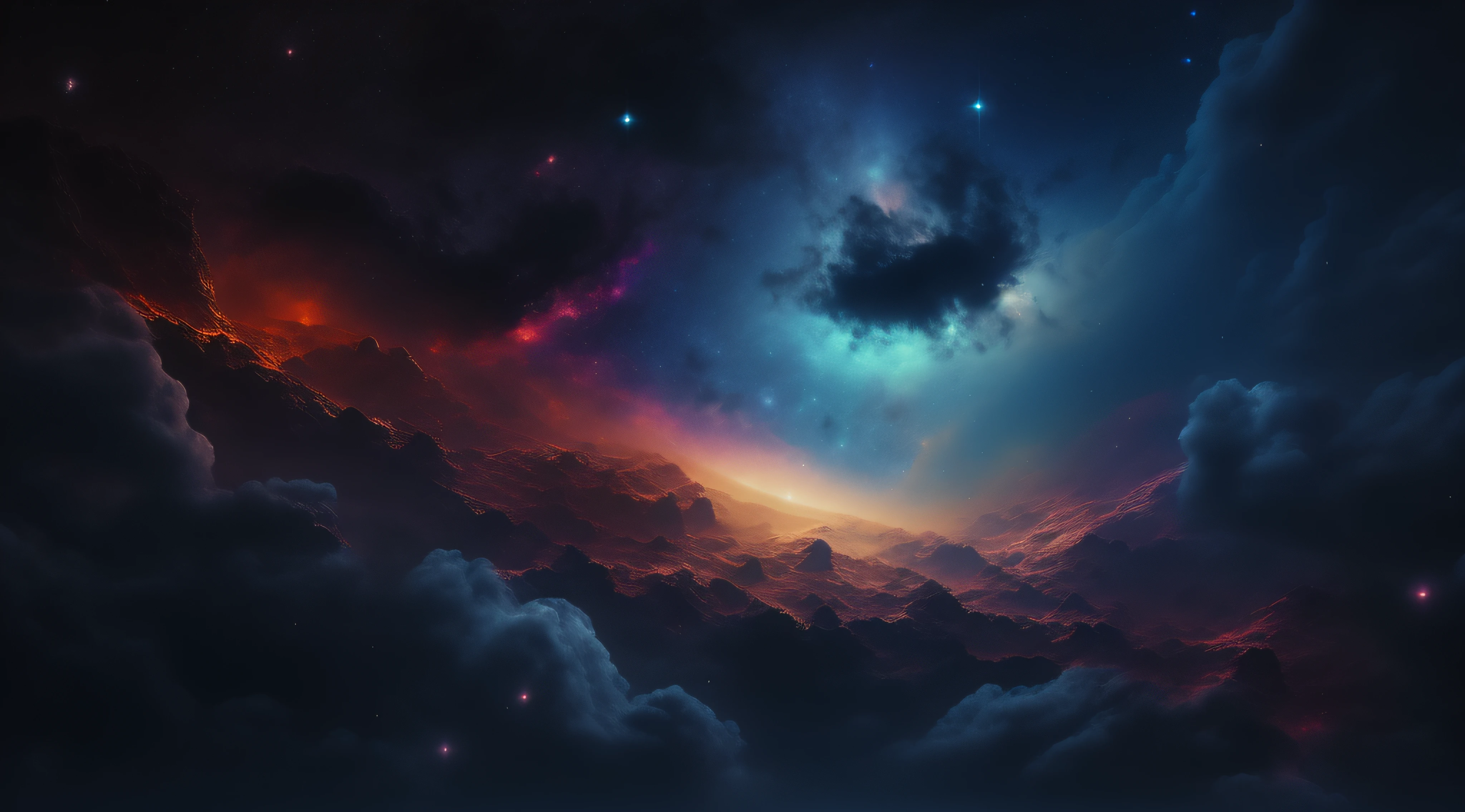 a close up of a picture of a very colorful galaxy, epic beautiful space scifi, dream like atmosphere 8k, dramatic nebula sky, space clouds, atmospheric fantasy sky, 4 k hd wallpaper very detailed, interstellar stormy bright sky, dramatic space sky, space landscape, 4k highly detailed digital art, epic dreamlike fantasy landscape, space sky, galactic landscape, beautiful space