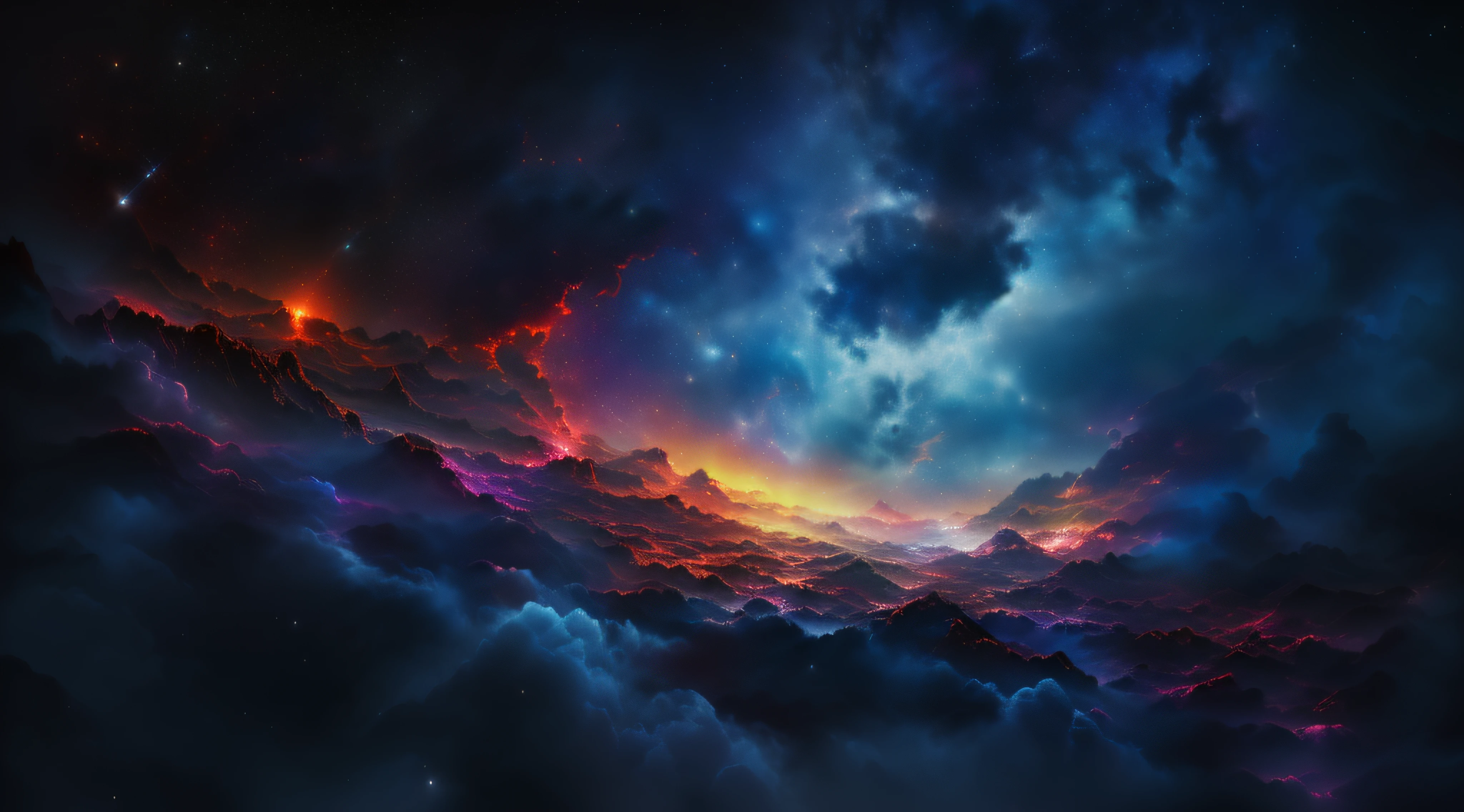 Bright and vivid very colorful galaxy, epic beautiful space sci-fi, atmosphere 8K, dramatic nebula sky, cosmic clouds, atmospheric fantasy sky, 4K HD wallpapers very detailed and dramatic space sky, interstellar stormy bright sky, space landscape, 4K highly detailed digital art, epic dreamy fantasy landscape, space sky, galactic landscape, beautiful space