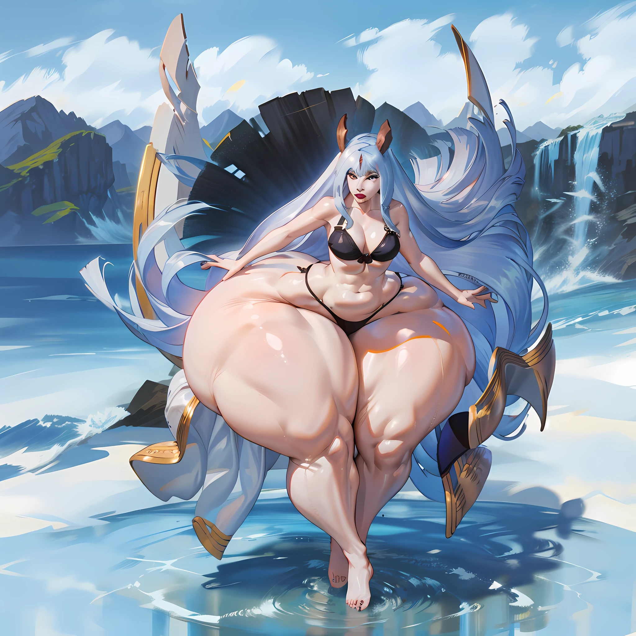 (full body), bottomheavy, huge ass, gigantic ass, thick thighs, massive thighs, hyper thighs, (((extremely wide hips:1.5)))
