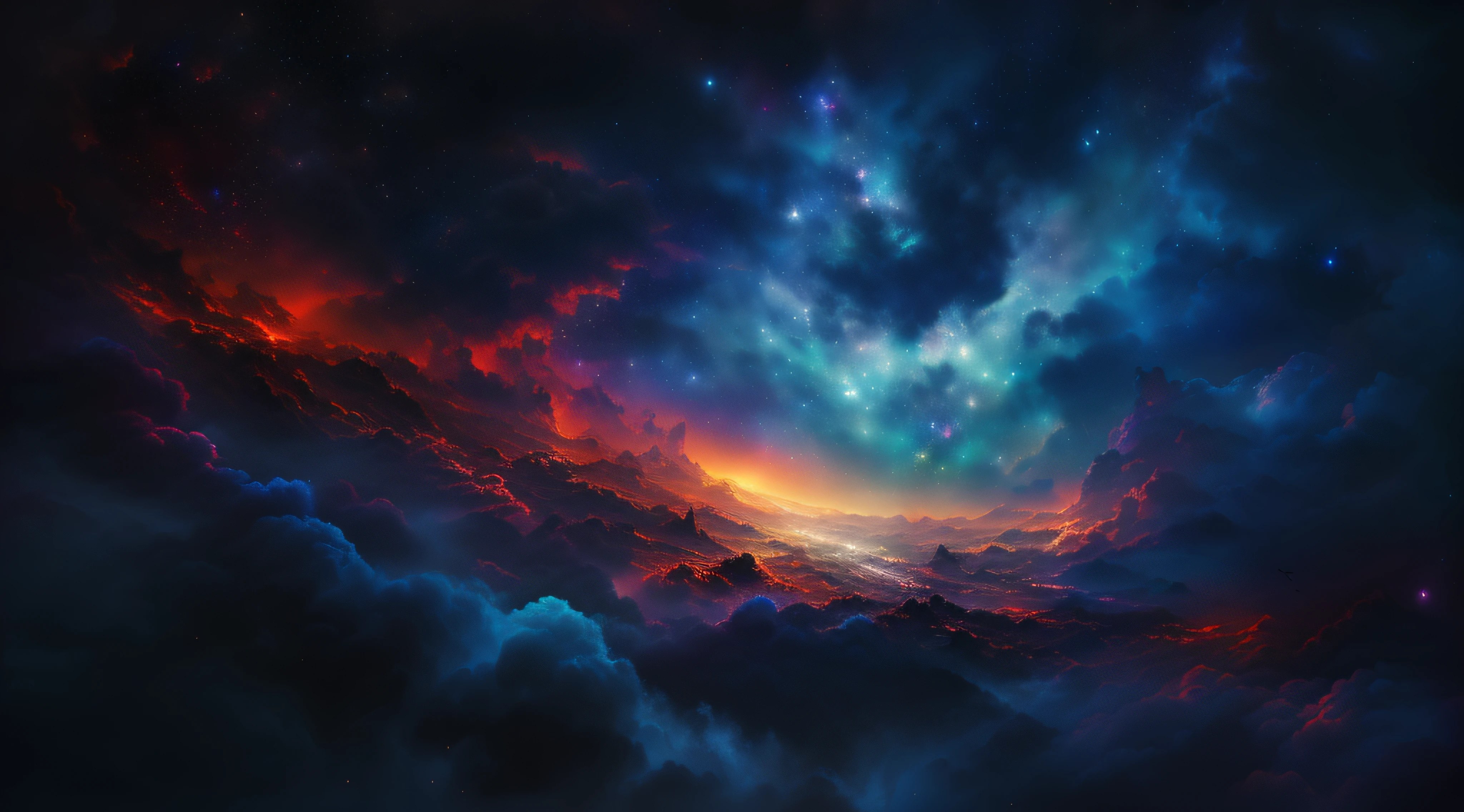 Bright and vivid very colorful galaxy, epic beautiful space sci-fi, atmosphere 8K, dramatic nebula sky, cosmic clouds, atmospheric fantasy sky, 4K HD wallpapers very detailed and dramatic space sky, interstellar stormy bright sky, space landscape, 4K highly detailed digital art, epic dreamy fantasy landscape, space sky, galactic landscape, beautiful space