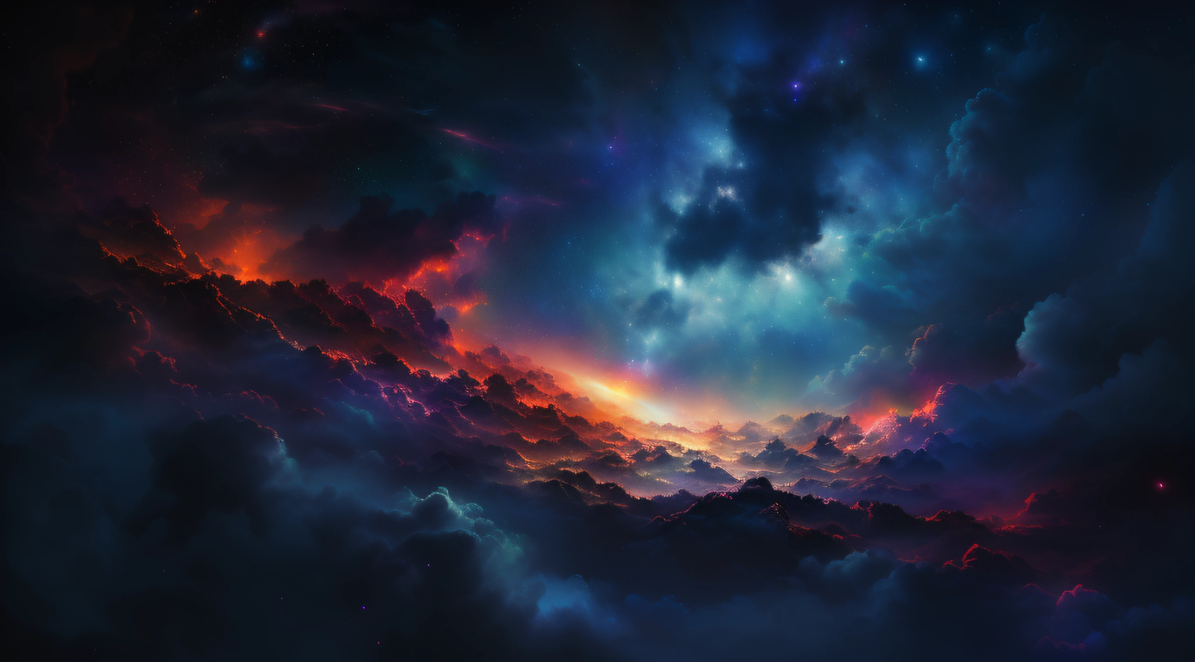 Bright and vivid very colorful galaxy, epic beautiful space sci-fi, atmosphere 8K, dramatic nebula sky, cosmic clouds, atmospheric fantasy sky, 4K HD wallpapers very detailed and dramatic space sky, interstellar stormy bright sky, space landscape, 4K highly detailed digital art, epic dreamy fantasy landscape, space sky, galactic landscape, beautiful space