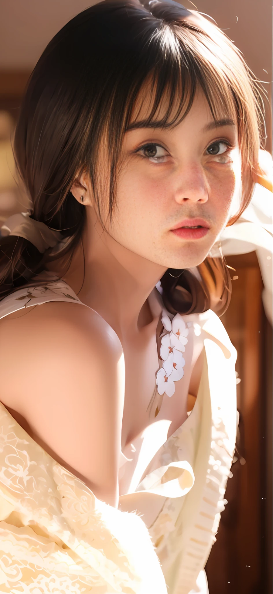 (best quality, masterpiece:1.2), photorealistic, ultra high res, full body shot, front lighting, intricate detail, Exquisite details and textures, 1girl, (young), face highlight, upper body, detailed face, tear mole, white skin, silver hair, ponytail, braid hair, looking at viewer, big eyes, symmetrical eyes, (sexy ao dai attire:1.6), earrings, (gigantic breasts), slim body, professional lighting, photon mapping, radiosity, physically-based rendering, good hands, good fingers, outdoor, masterpiece,ultra realistic,32k,extremely detailed CG unity 8k wallpaper, best quality