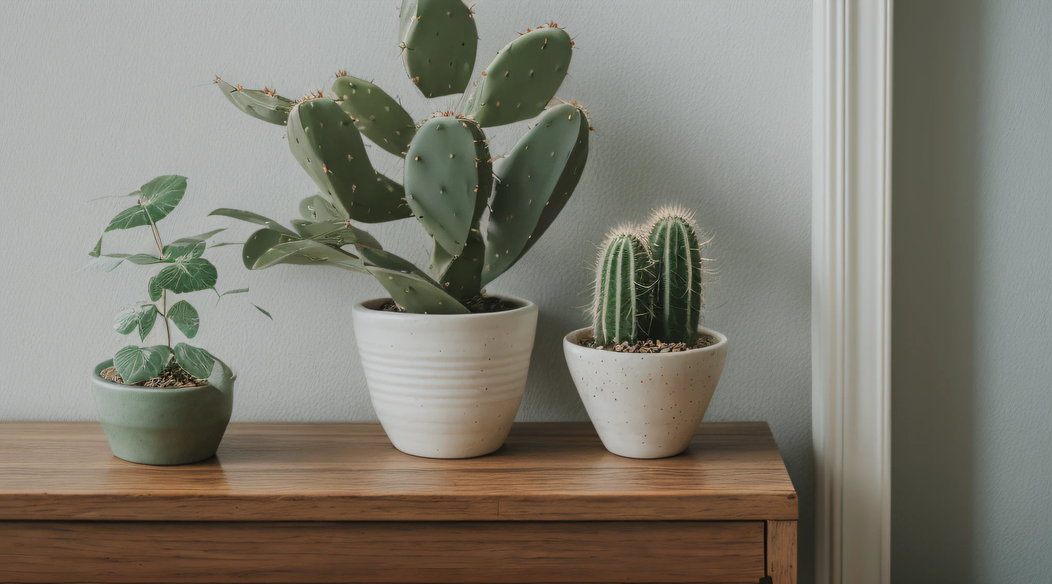 extremely real photo of a small cactus in a porcelain vase(cinematic photo)