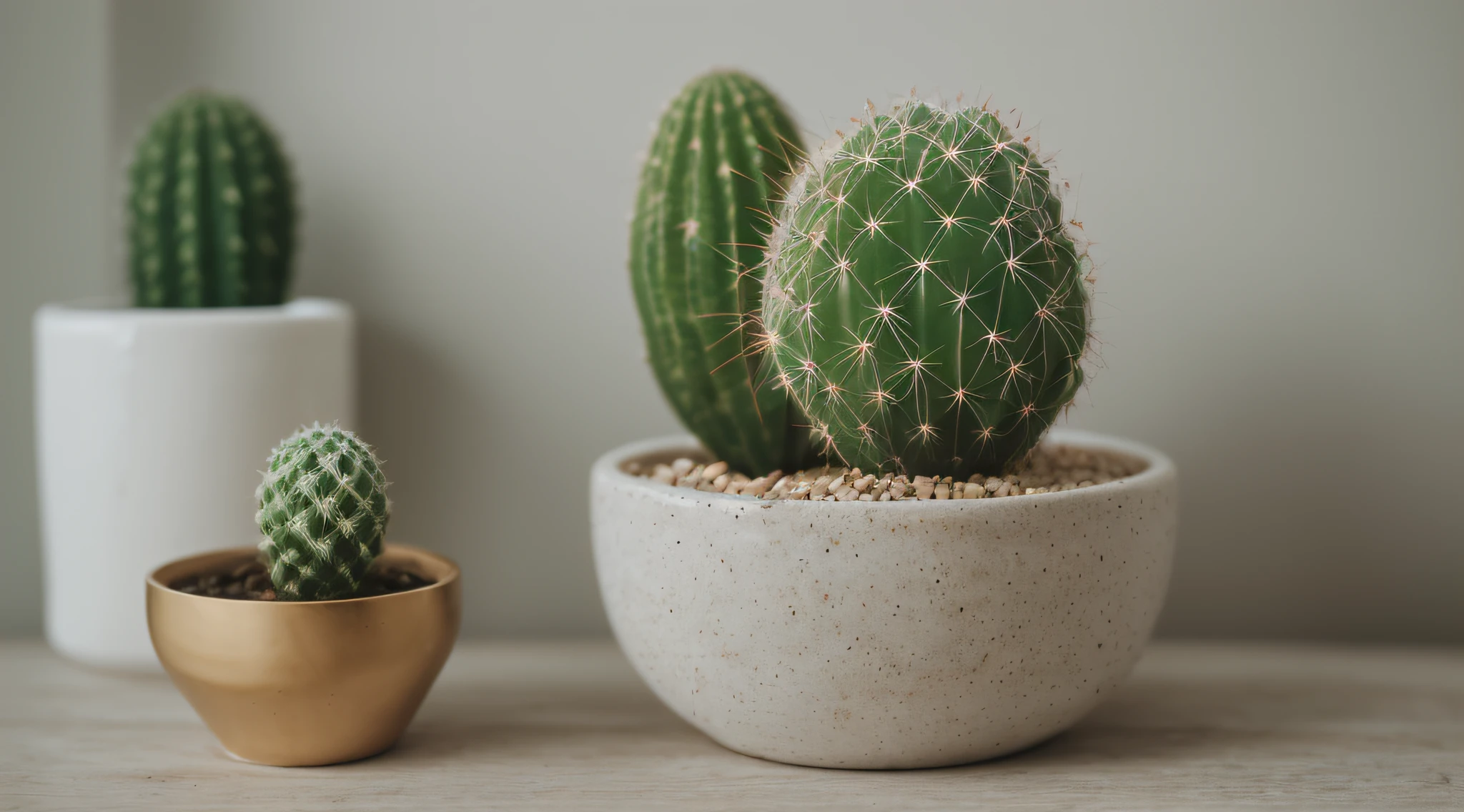 extremely real photo of a small cactus in a porcelain vase(cinematic photo)