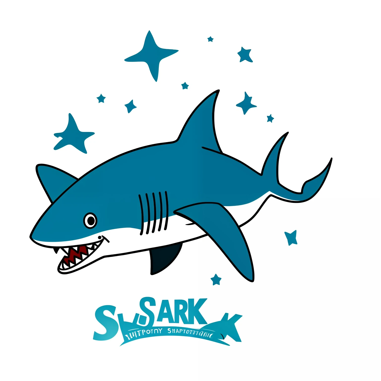 Pure white background, a shark, with wings, cute, Q version style, hand drawn, animation, logo --auto