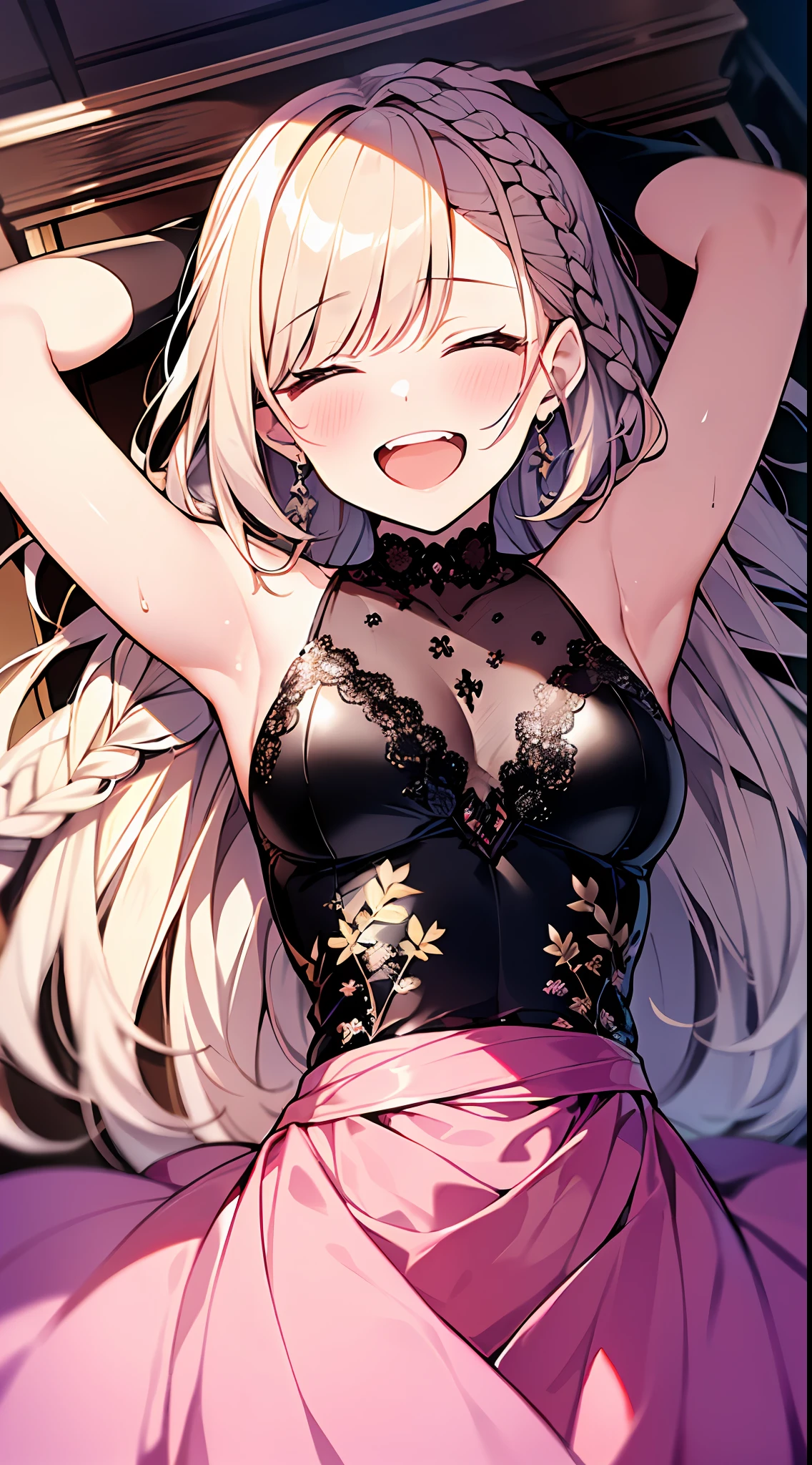 (incredibly absurdres absolutely resolution: 1.5), highest quality, masterpiece, ultra high resolution, 8k, (multiple girls), (gorgeous dresses with many gorgeous and colorful decorations) BREAK shoujo manga style, (loli), soft line drawing, digital enhancement, shojo manga touch, environmental change scenes, shojo manga core, ( Hair length to the shoulders))), (((short braid))), laughing with open mouth, closing eyes, ancient city of the West, angle from which the whole body is visible, entangle, beautiful and aesthetic: 1.5, High quality: 1.3