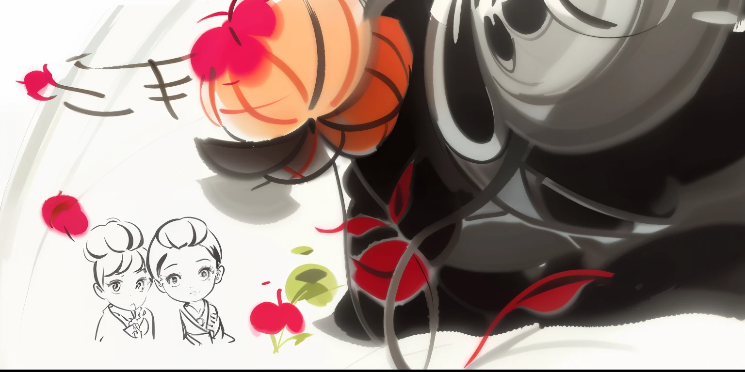 there is a drawing of a couple of people standing in a field, concept piece, inspired by Glen Keane, ink outlines, thick lineart, animated disney movie inking, line sketch, thick line art, intense line art, line art!!, accurately drawn details, stylized linework, rough sketch, beautiful inking lines, 中 元 节