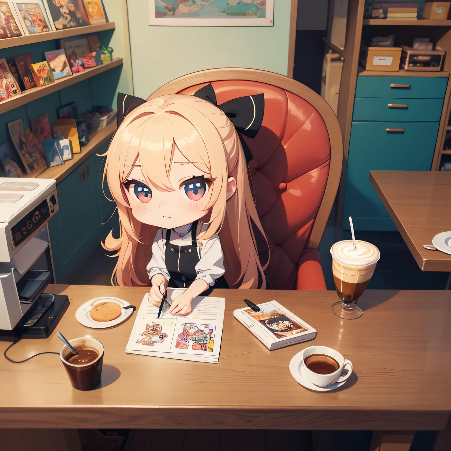 long hair cartoon girl sitting on chair, cartoon art style, cartoon cute, chibi girl, cute cartoon style, cute art style, cartoon style, charikatura, cartoon style illustration, cartoon digital art, cartoon art style, cute digital art, cute anime girl portrait, chibi, chibi style, Cute Cute Girl 2 Long Hair Cartoon Girl Sits on Chair, Anime Drawing, DeviantArt Contest Winner, Pop Art, Cartoon Art Style, Cartoon Cute, Chibi Girl, Cute Cartoon Style, Cartoon Style, Cartoon Style Illustration, Cartoon Digital Art, Cartoon Art Style, 3rd Person, Head Big, 2D2D anime girl, 2d anime character chibi cute girl, café, café chair, coffee in café, coffee