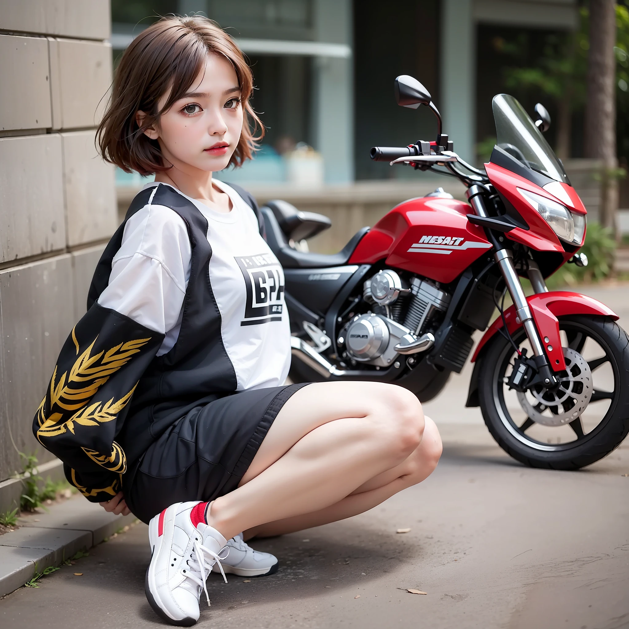 SeaArt Bot
Txt2Img
11:18:02
:8K, Best Quality, Masterpiece, Ultra High Resolution, (Realism: 1.4), Original Photo, (Realistic Skin Texture: 1.3), (Film Grain: 1.3), (Selfie Angle). 1 girl in motobike ,full body beautiful eyes, red/short hair, short skirt,white sneaker shoes.