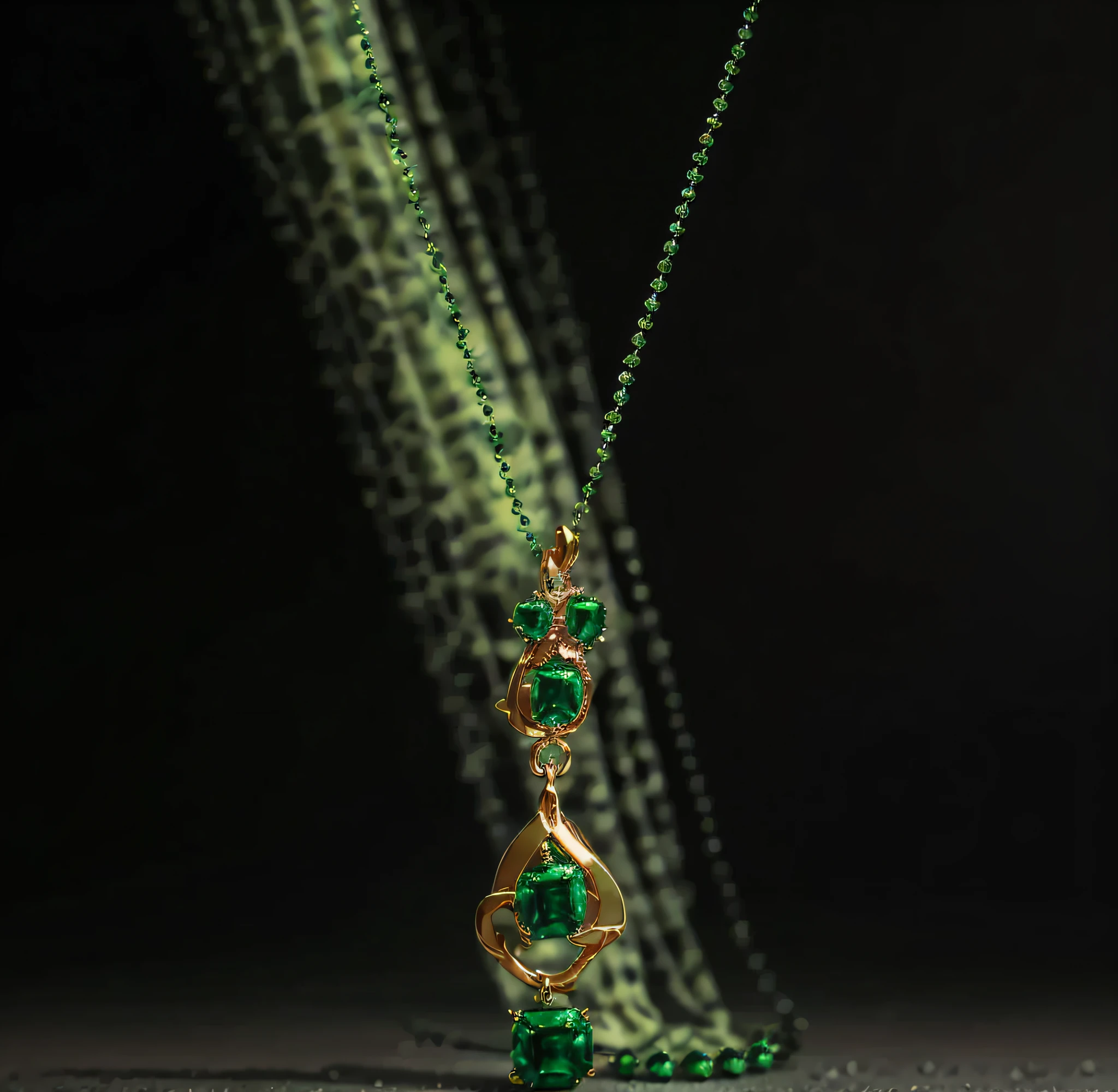 a close up of a necklace with a green tear and a pearl, pendant, glass and gold and jade, emerald jewelry, green jewelry, jade tiara and necklace, royal green and nature light, gemstone necklace, green tones and golden charms, an elegant green, 9 k, 9k, small necklace, jade, jia, emeralds, emerald tiara and necklace