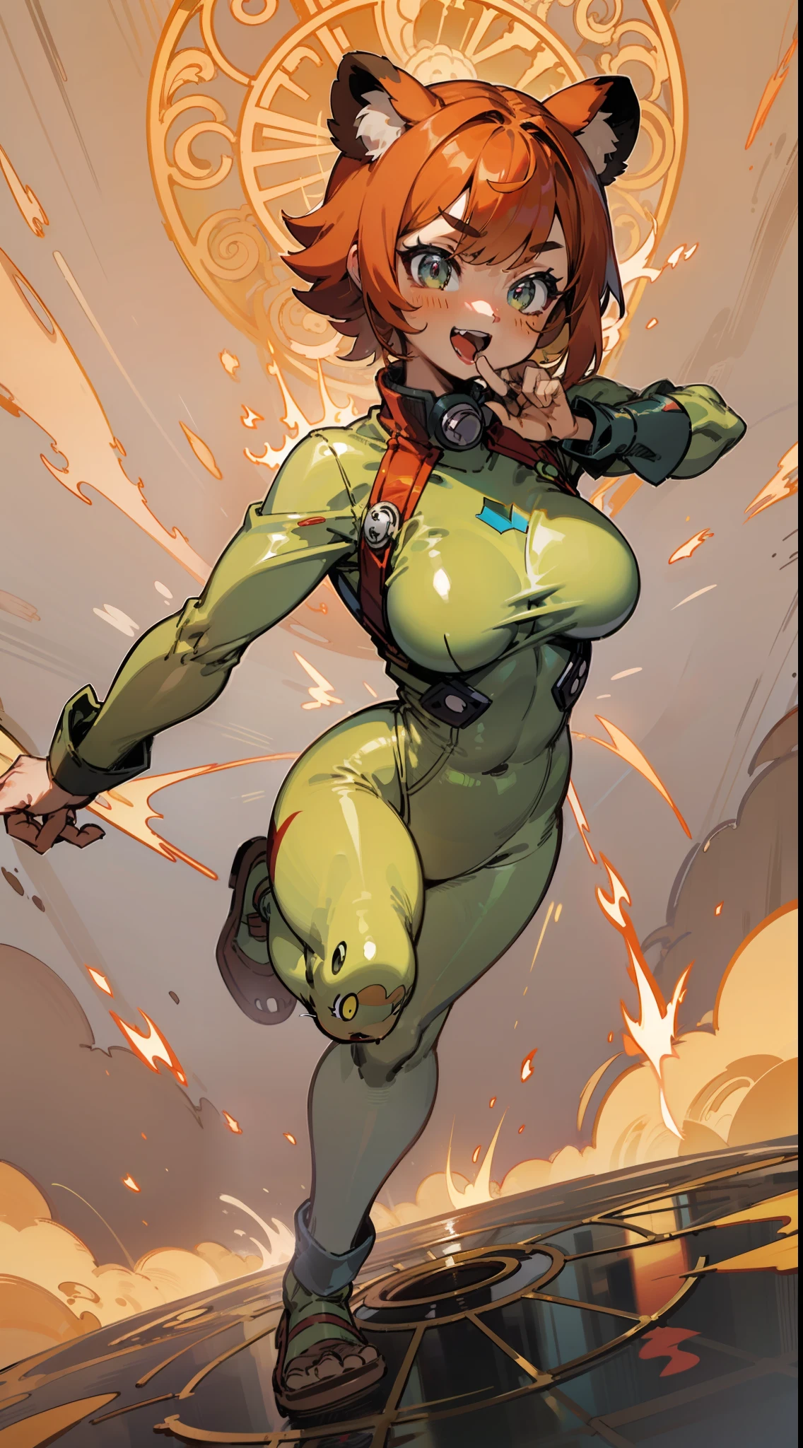 Flame Man, Flame, (Characters Soaring into the Sky: 1.331), Red Hair, Wearing Tang Costume, (White Chrysanthemum: 1.2), Flame Magic Array Under Your Feet, Fire Ripple, Spirling, (Slime Pixie: 1.331), Win;d, Outdoor, Intense Sunlight, (Background is Broken Mirror: 1.4), Flame Spin on Mirror, First-Person View, Double Eyelids, Convex Nose Bridge, Small Mouth, Maniacal, Ray Tracing, Detail, 8K, HD, high quality.beargirl, tomboy, short hair, musclegirl, curvy, huge breast,kemono mimi, berserker, barbarian, full body suit,