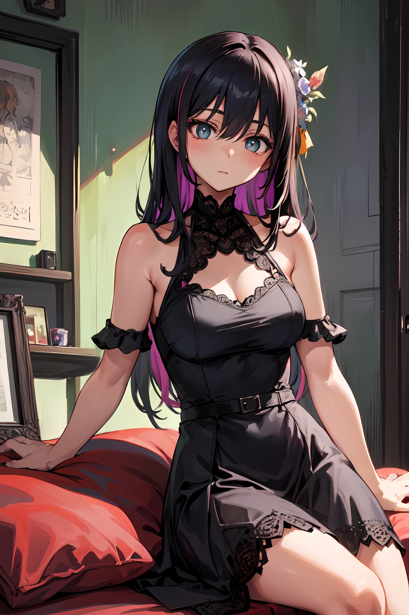 (masterpiece, best quality), 1girl, room, chilling, colorful, beautiful, intricate, comfy, detailed eyes,