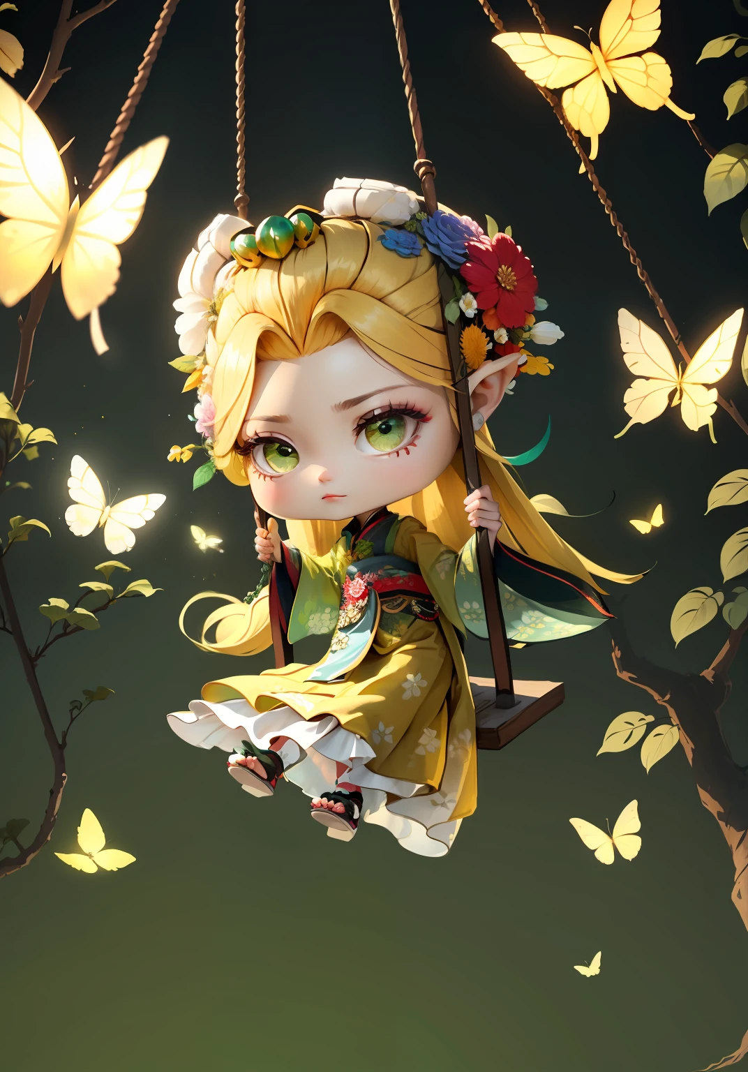 Flower headdress, exquisite headdress, rich flowers, finely painted