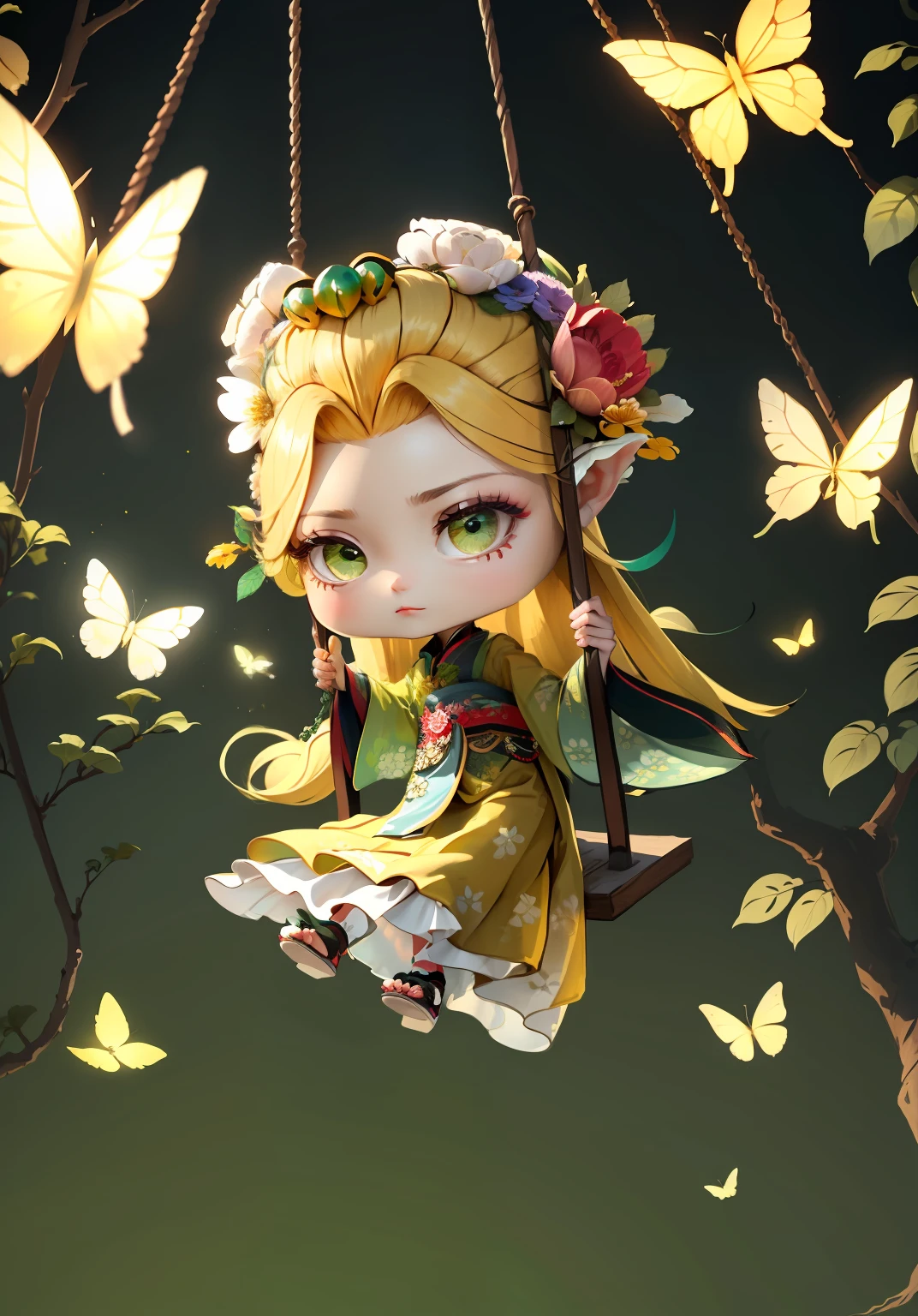 Flower headdress, exquisite headdress, rich flowers, finely painted