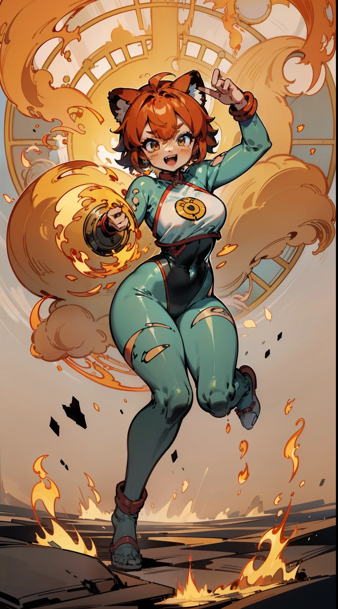 Flame Man, Flame, (Characters Soaring into the Sky: 1.331), Red Hair, Wearing Tang Costume, (White Chrysanthemum: 1.2), Flame Magic Array Under Your Feet, Fire Ripple, Spirling, (Slime Pixie: 1.331), Win;d, Outdoor, Intense Sunlight, (Background is Broken Mirror: 1.4), Flame Spin on Mirror, First-Person View, Double Eyelids, Convex Nose Bridge, Small Mouth, Maniacal, Ray Tracing, Detail, 8K, HD, high quality.beargirl, tomboy, short hair, musclegirl, curvy, huge breast,kemono mimi, berserker, barbarian, full body suit,