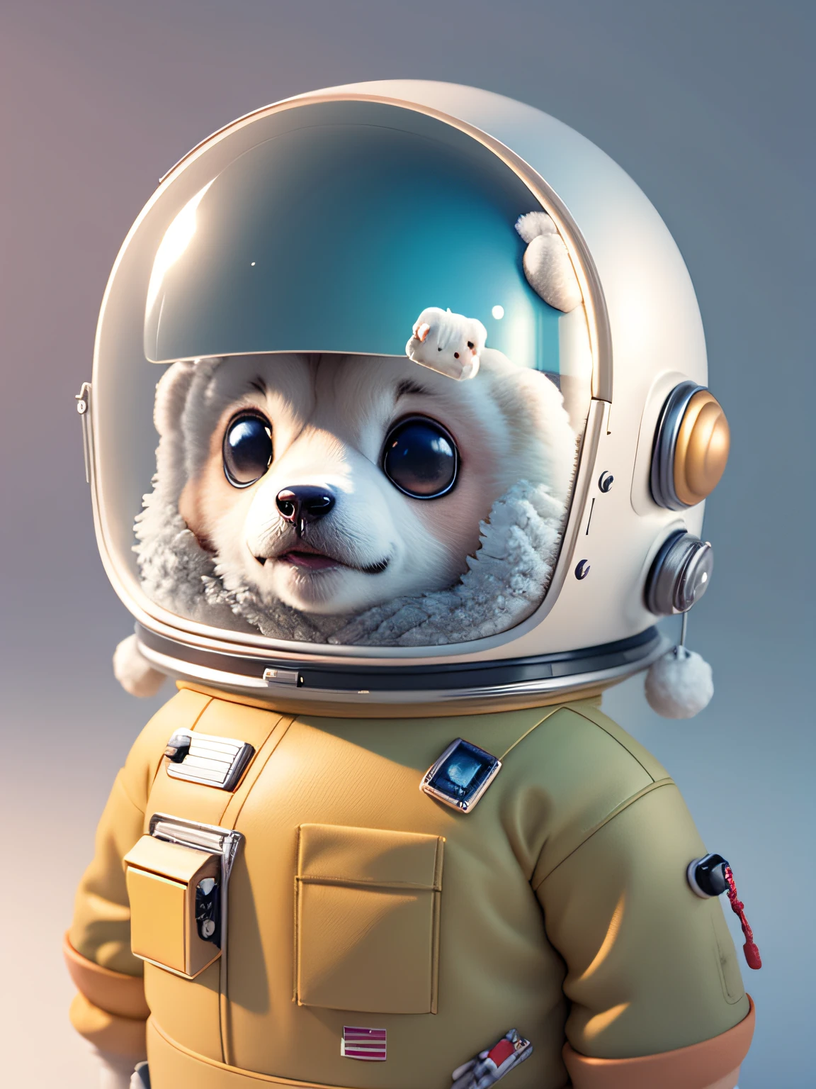 polar bear in helmet and spacesuit, polar bear astronaut, cute 3d render, dwarf, polar bear looking up, portrait anime space cadet polar bear, cute 3d anime cub rendering, cute detailed digital art, explorer mini cute polar bear, 3d rendering stylization, 3d rendering character art 8k, Cute Digital Painting, Anime Style 3D, Super Detailed Rendering