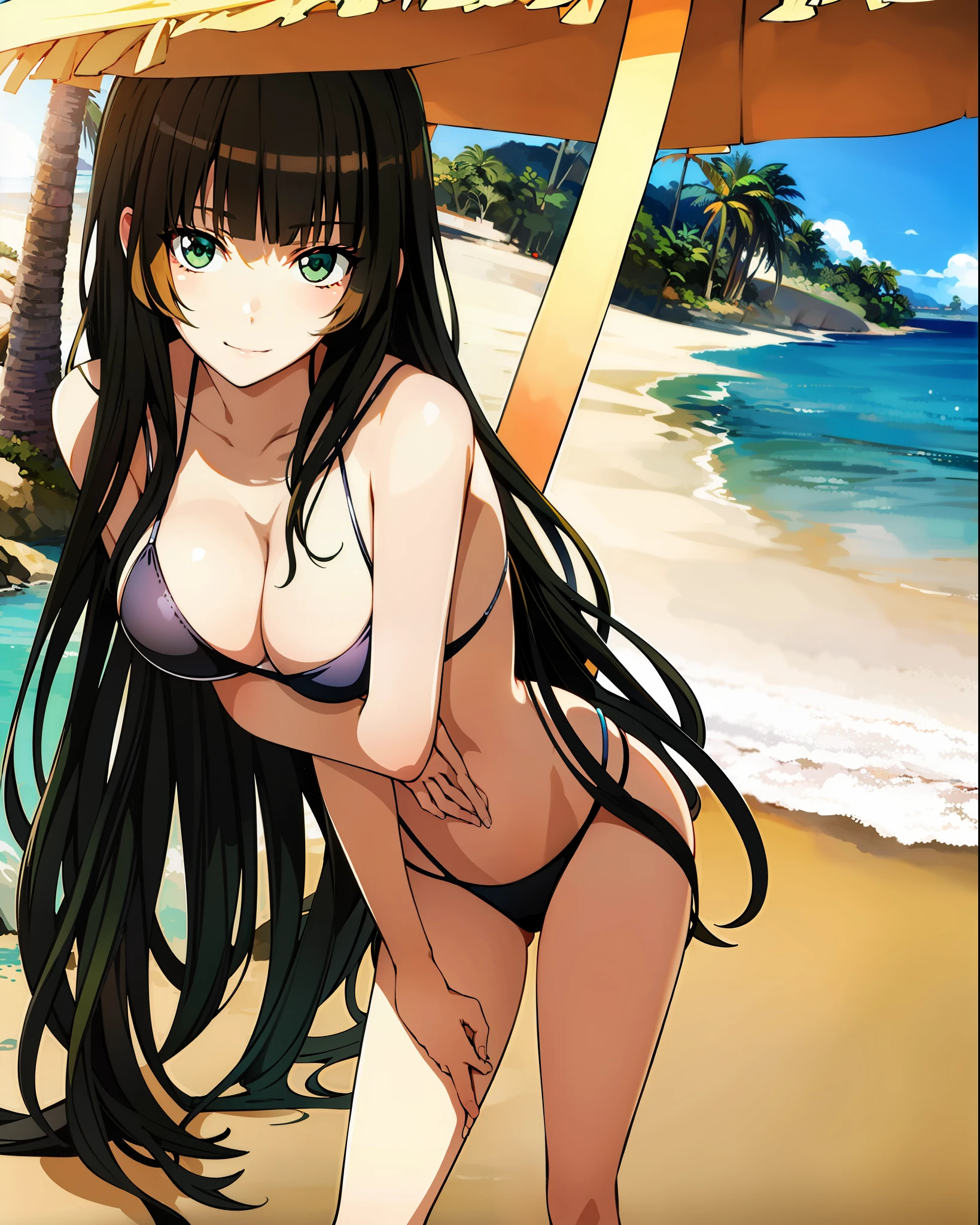 Two-dimensional, bikini girl, beach