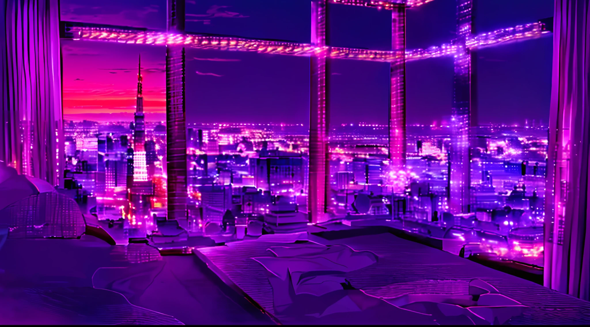 arafed view of a city at night from a bedroom with a view of the city, set in tokyo rooftop, tokyo in the background, tokyo city in the background, chill time. good view, in tokyo at night, on rooftop tokyo night, luxurious environment, on future tokyo night rooftop, けもの, relaxing atmosphere