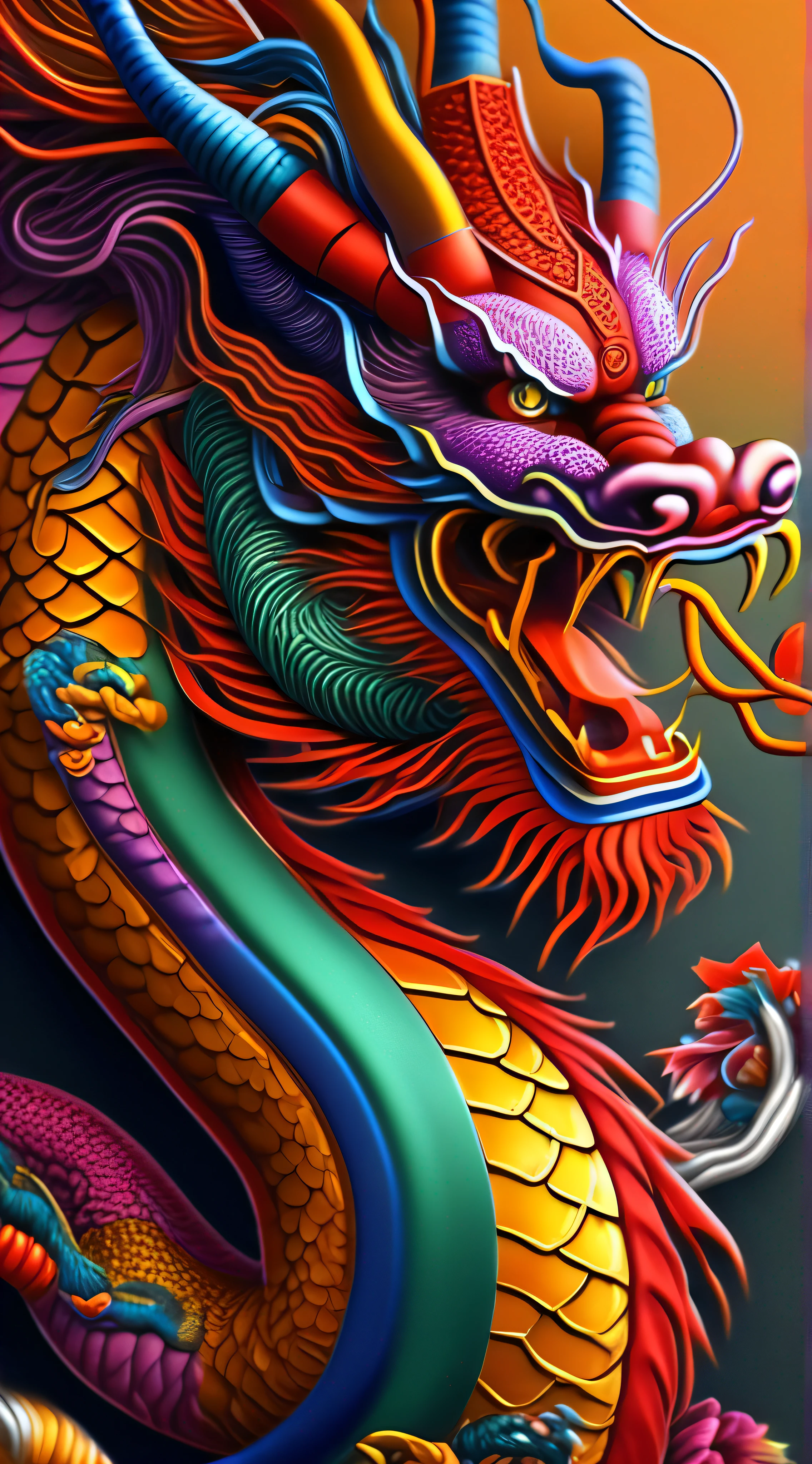 chinese Dragon, brilliant colors,