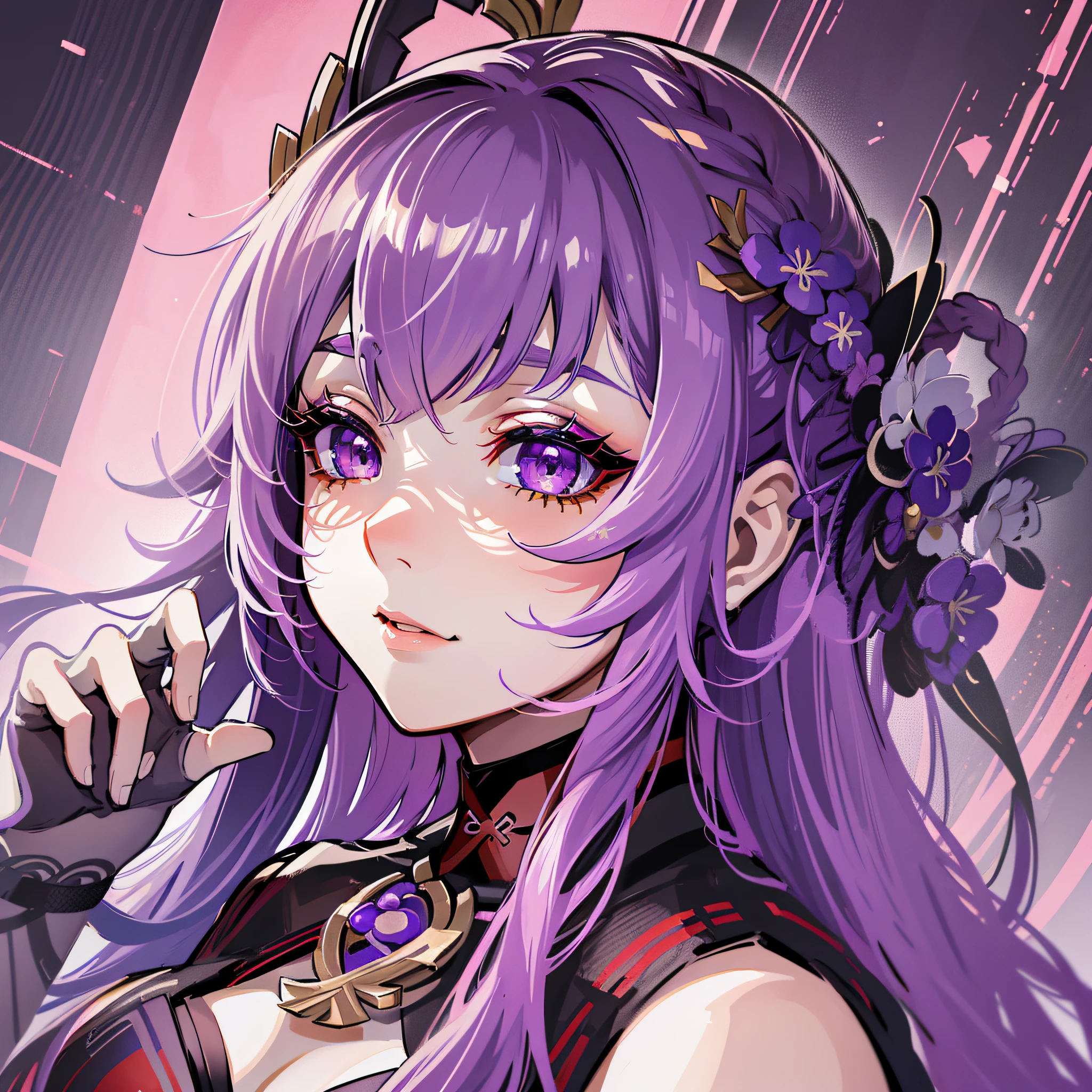 Anime girl posing for photo with pink hair and glasses, Guvez style artwork, Guvez, kawaii realistic portrait, beautiful anime portrait, cute anime girl portrait, inspired by Naruhiko-kun, pink girl, cute anime girl portrait, portrait anime girl, glowing pink face, cute portrait, cute digital art, stunning anime face portrait, cute art style, 4k, 8k, ultra clear