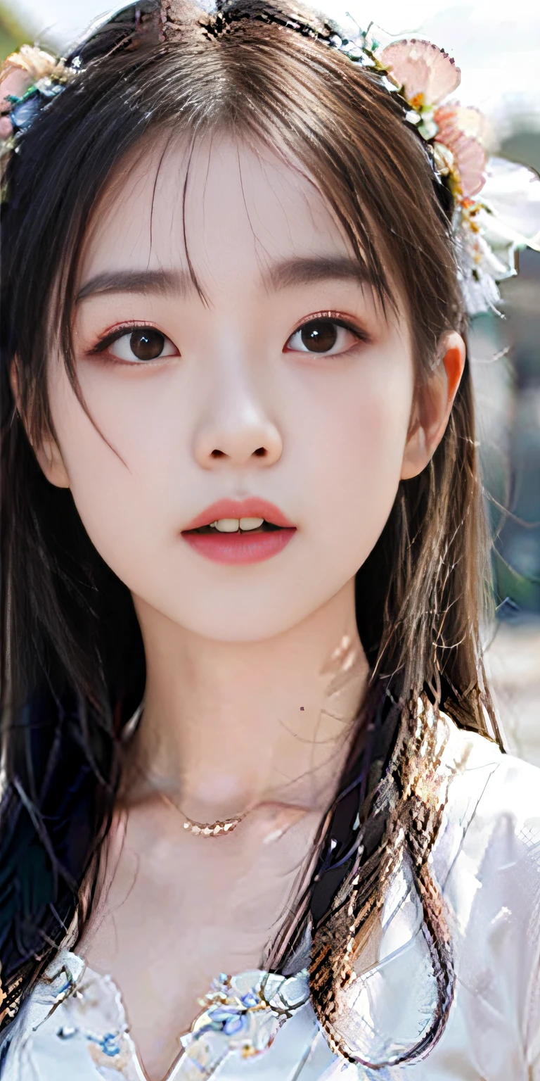 masterpiece, black_hair, 1 girl, looking at the audience, long_hair, nail_polish, solo, ancient art, Chinese,(8k, best quality, masterpiece:1.2), (realistic, realistic:1.2), (background sky: 1.2), (face close-up: 1.7), looking at the audience, hanfu, 1girl, (purple flower pine ink: 1.1), face close-up, detailed face, hanfu, song, long shan, pleated skirt，cinematic lighting, motion blur, ray tracing, god rays, bloom, drop shadow, close-up, lens flare, UHD, masterpiece, ccurate, anatomically correct, textured skin, super detail, high details, high quality, award winning, best quality, highres, 16k, HD, face close-up, close-up, close-up, accurate, correct hand, (anatomically correct: 1.5),
