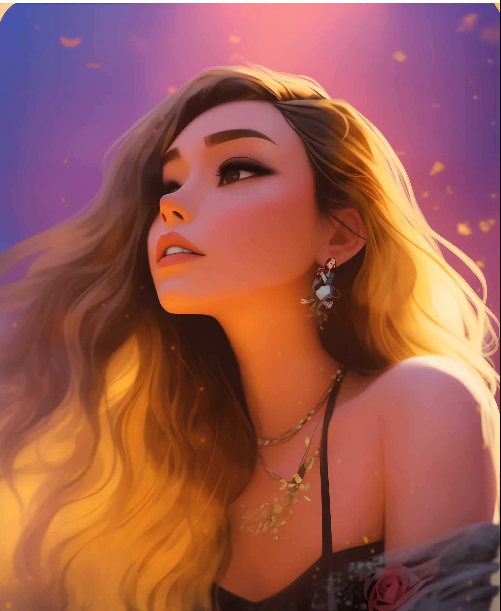 a woman with long blonde hair and a dress is looking up, in the style of ross tran, inspired by Ross Tran, ross tran style, ross tran 8 k, rossdraws cartoon vibrant, loish and ross tran, rossdraws global illumination, by Ross Tran, rossdraws 1. 0, neoartcore and charlie bowater, rossdraws 2. 0