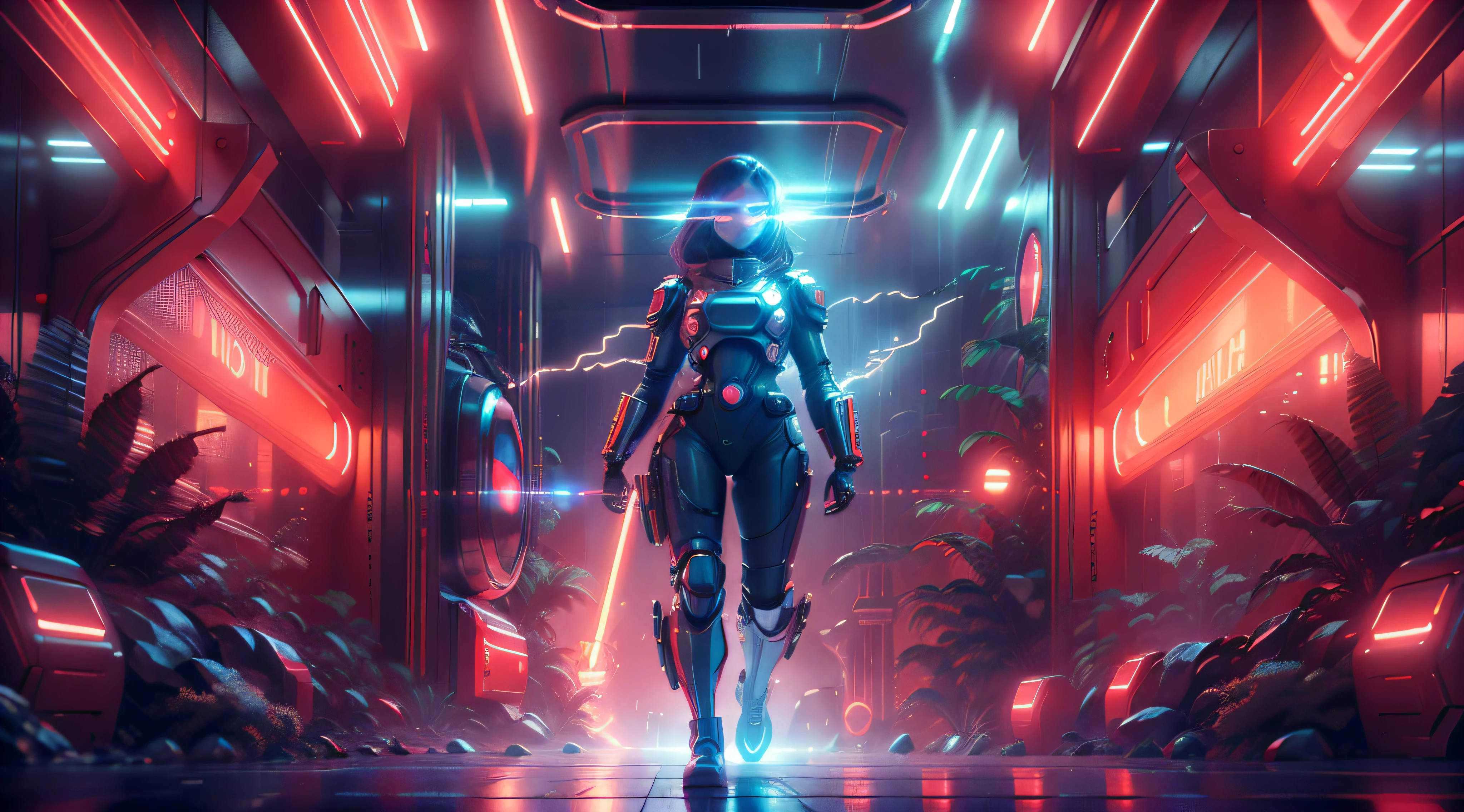 maximum quality, photorealism, 8k, film, high resolution, woman, 8k, perfect face, bright eyes, intricate details, running with a laser gun in hand and space suit with neon lights, next to a giant red, silver and gold robot, maximum quality, 8k, background of a futuristic city, winding buildings, metal, glass, concrete, dramatic light, fog, rain, water, low view, general plan, medium depth of field, lomography, neon, maximum quality, beautiful, masterpiece, photorealism, 8k, realistic high resolution texture, film grain, film, cinematic
