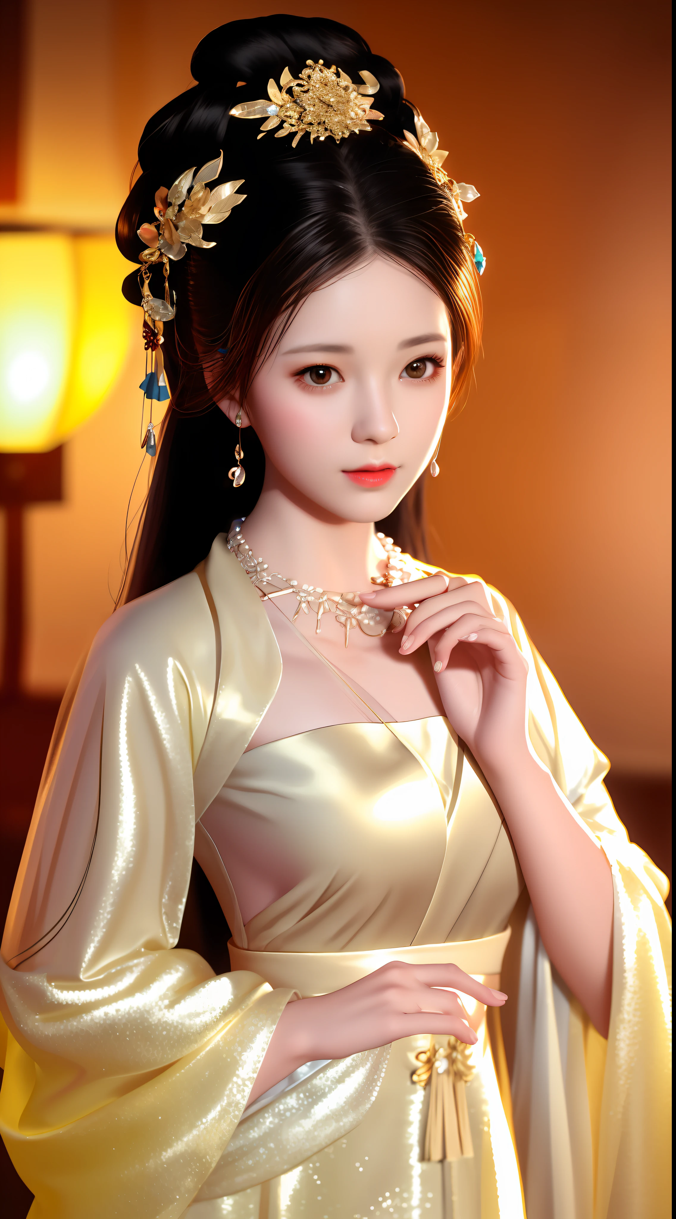 best quality, masterpiece, highres, 1girl, china dress, hair ornament, necklace, jewelry, Beautiful face, upon_body, tyndall effect, photorealistic, dark studio, rim lighting, two tone lighting, (high detailed skin:1.2), 8k uhd, dslr, soft lighting, high quality, volumetric lighting, candid, Photograph, high resolution, 4k, 8k, Bokeh, medium breasts,