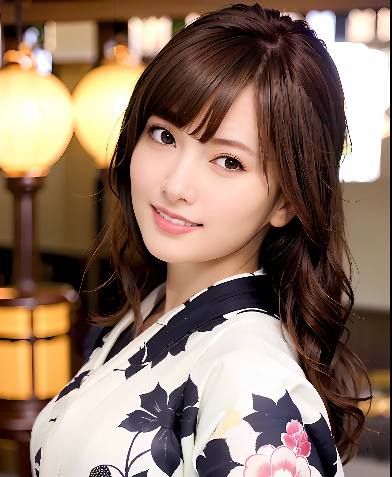 best quality, photorealistic, 8k, high res, 1girl, woman, (skindentation), (professional lighting), (kimono:1.74), gorgeous, (1girl eyes looking at viewer:1.54), ((looking at viewer:1.6)), (looking at the camera), photorealistic, (bokeh), (dynamic pose:1.2), masterpiece, intricate, realistic, sharp focus, award-winning photograph,smile
