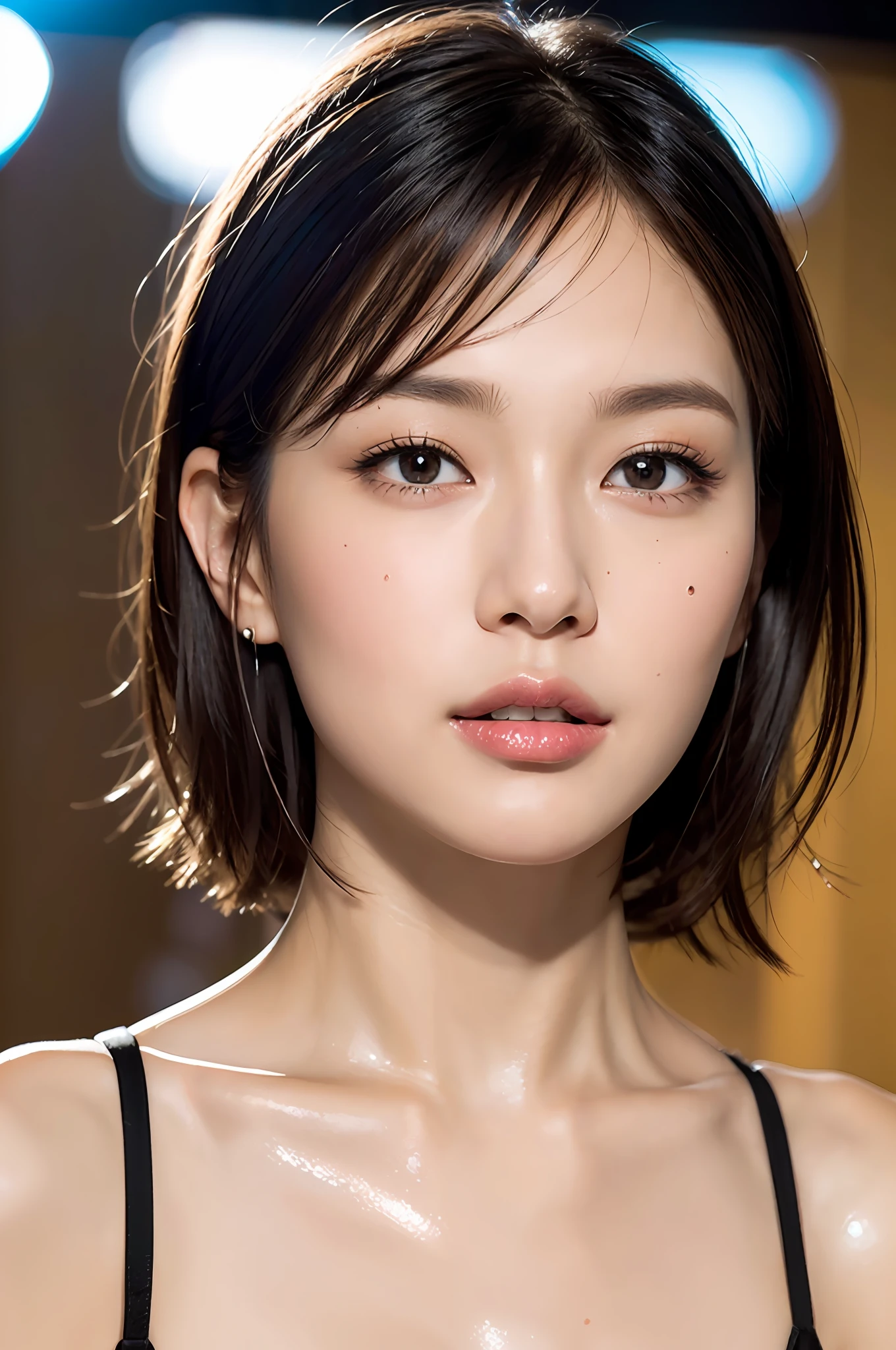(Photorealistic:1.4),(Best Definition:2.0),(Ultra High Definition:1.0),16K,(Masterpiece:1.5),High Detail,(pureerosface_v1:1.5),RAW Photography,Female 1,Japan Female,Ultra Detailed Skin,Ultra Fine,(drooping eyes),Big Eyes,Brown Eyes,(Short hair with bangs:1.2),Glossy pink lips,Beautiful white skin,Look at the viewer, Cosmetics Advertising, Shiny Skin, Detailed Skin