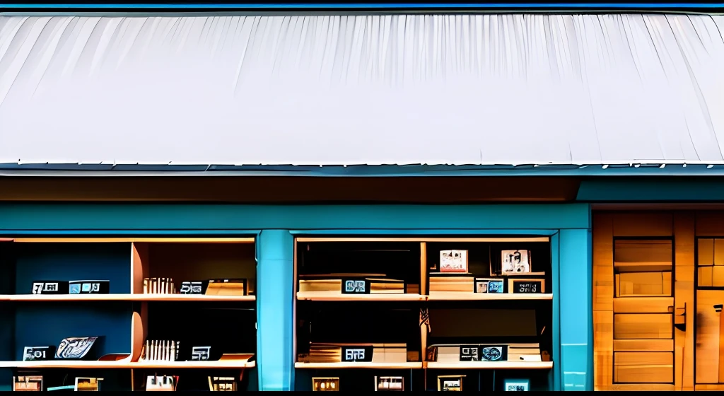 Facade image of a rectangular one-story shop with flat roof, one door, 6.2m wide x 2.3m high x 2.7m deep.(Nikon Z 85mm),((best quality)), ((masterpiece)), ((realistic)), sharp focus, smooth, aesthetic, extremely detailed,