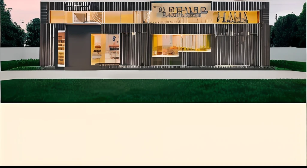 Facade image of a rectangular one-story shop with flat roof, one door, 6.2m wide x 2.3m high x 2.7m deep.(Nikon Z 85mm),((best quality)), ((masterpiece)), ((realistic)), sharp focus, smooth, aesthetic, extremely detailed,