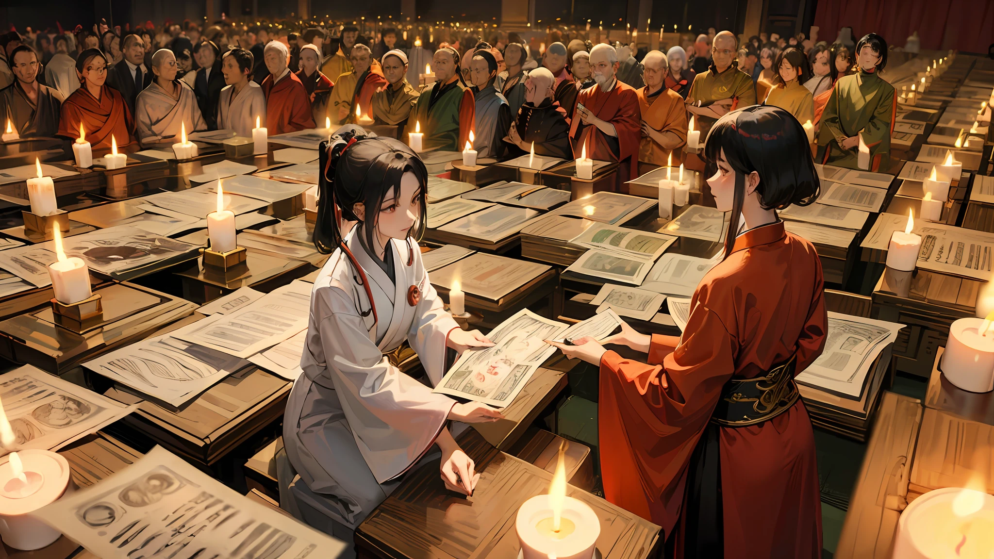Red candles, Chinese horror, paper cuts, paper money, tributes, silk silk, burning incense, Taoism, Buddha, Dunhuang murals, male bodhisattvas, generals, doctors --auto
