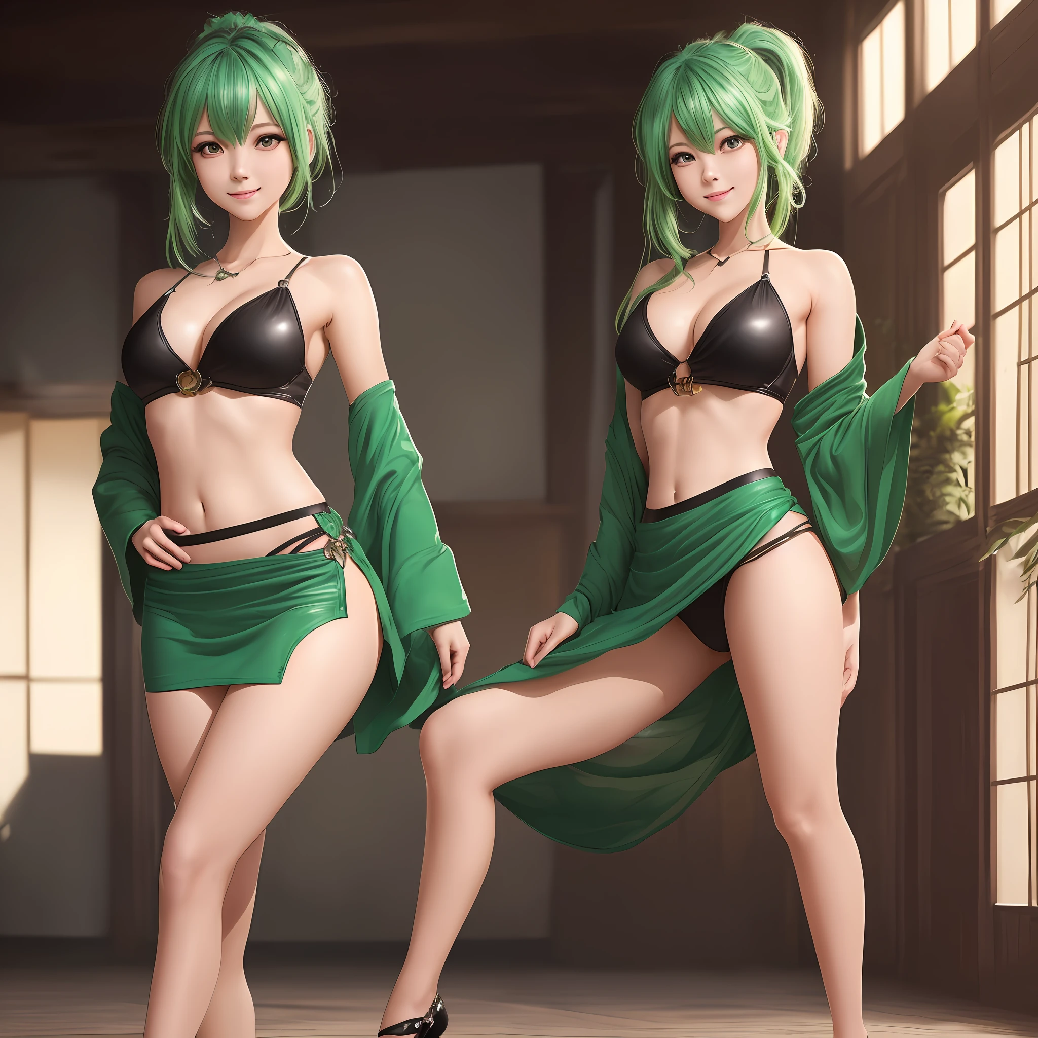 Top quality,masterpiece, photos, very delicate and beautiful, highly detailed pictures ,unity,8k wallpaper, real photos,fine details,,highly detailed CG Unity 8k wallpaper,absurdity, ultra detailed, high resolution, beautiful detailed girl, highly detailed eyes and face, realistic live action, leather, slit, short mini skirt, beautiful detailed eyes,((Very shiny separate clothes)),1 girl,Full body,Watch viewer,((Light green hair)), Blue eyes,(blissful)), Most detailed background, (((Cosplay)), 20 years old, green, see-through, (smile), ponytail, belly button out, super mini skirt, low rise, Japan person, thighs, shoulder straps, (nipple shape clearly visible), perfect body, squat, (open crotch), sexy pose, sexy expression, sexy shot, Front pose, camera gaze, stunning, fine detail, masterpiece, top quality, highly detailed cg uniform 8k wallpaper, light on face, movie lighting, 18 year old girl, (without panties)), ((dynamic pose))), (camel toe), (half), (flesh-colored pantyhose))), (sitting with legs spread with knees bent)) -