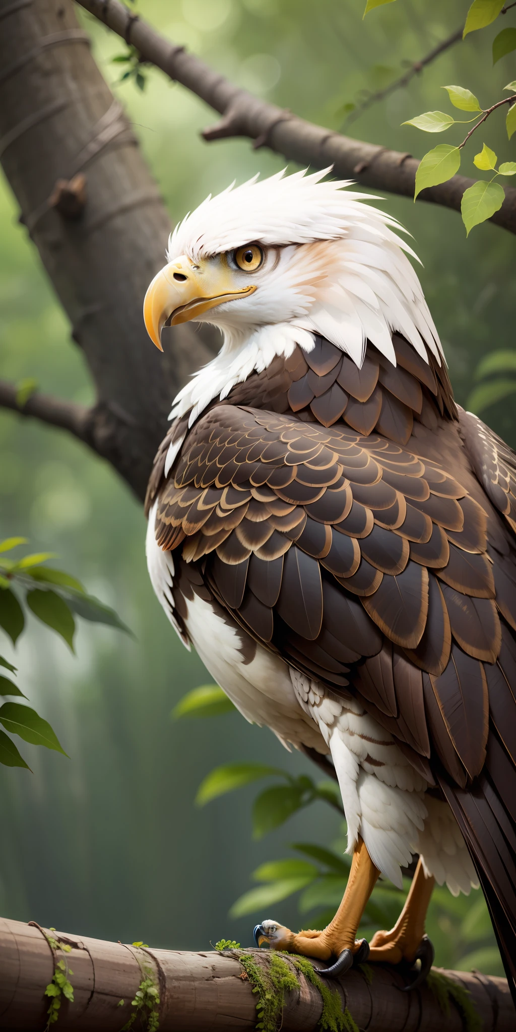 Eagle sitting in the tree,dark background,high resolution,high quality,eagle