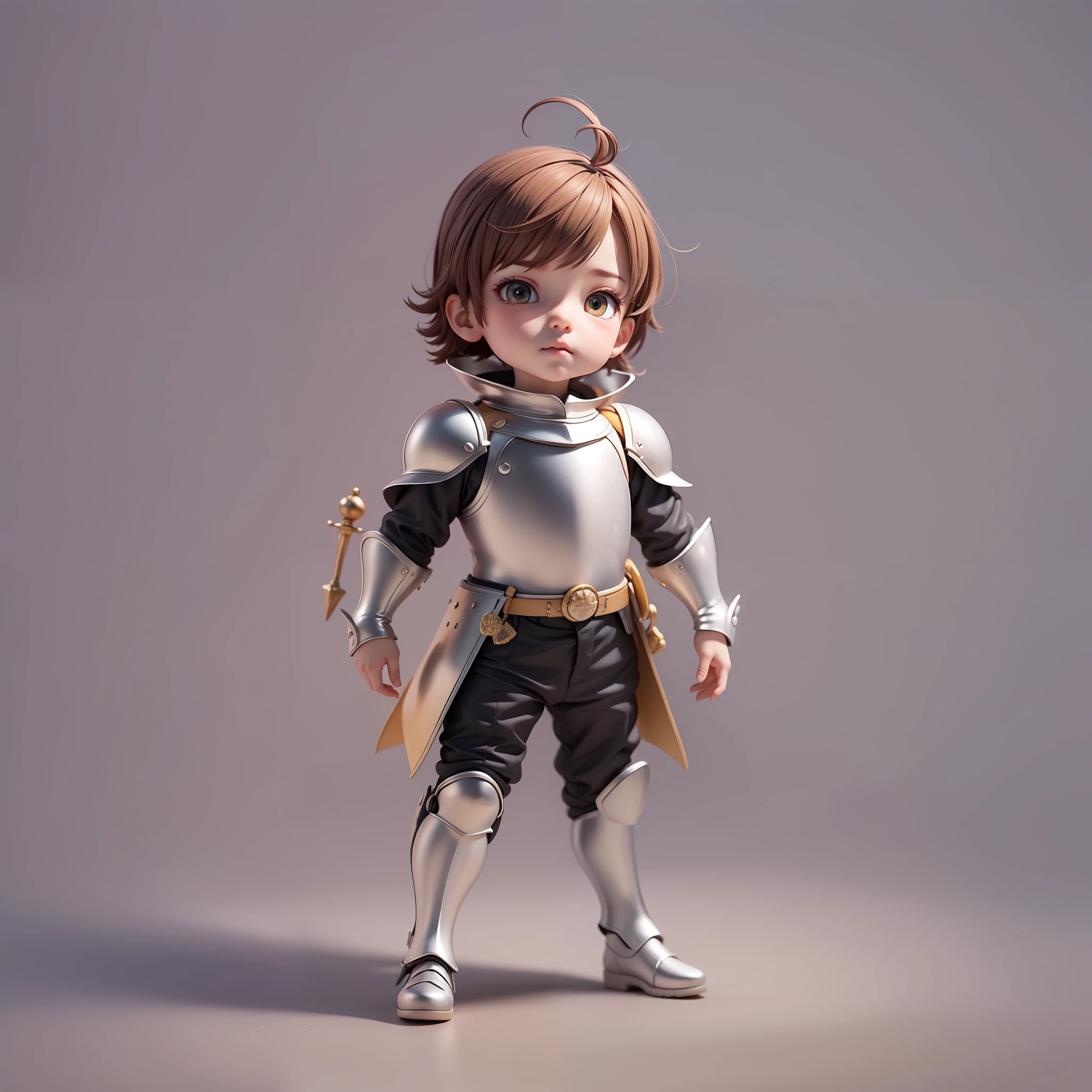 Masterpiece, best quality, high detail, little knight, cartoon character, flat style, solid color background, character rendering, IP character
