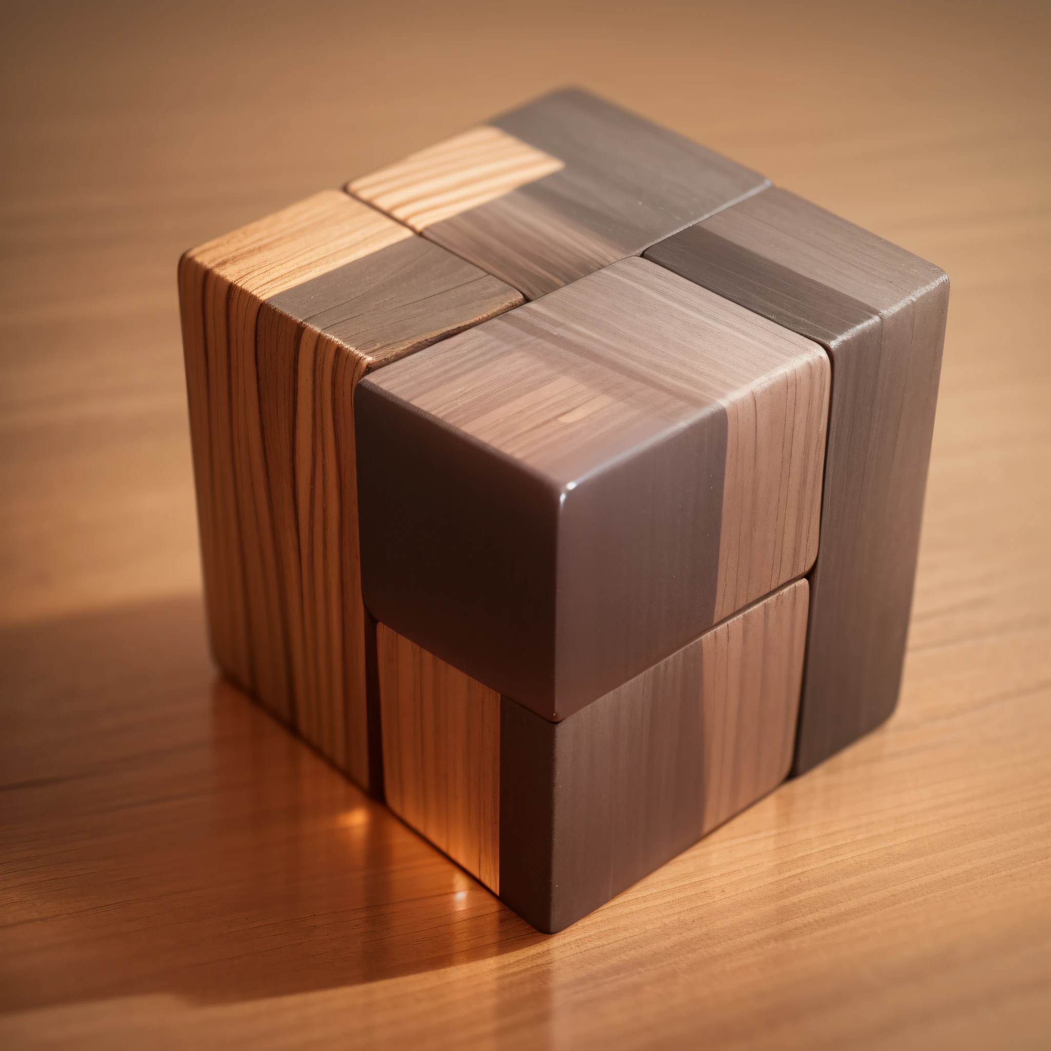 Simple wooden 3d cube.