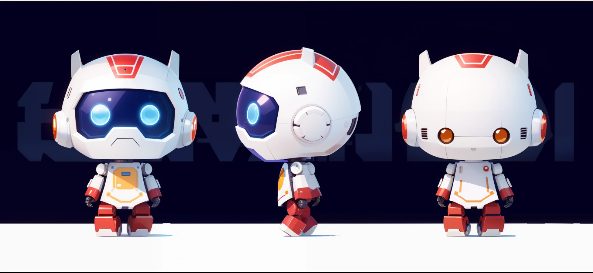 Red and white cartoon robot close-up, complete hands, mini cute robot, high quality character design, animated character, full body character, full body character design, character standing walking, professional character design, game character design, full body single character, 2D illustration, 2D illustration, cute character, male protagonist 👀: 8, white background