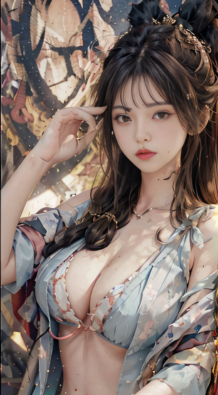 belly button, cleavage, (big breast: 1.2) close-up, upper body,