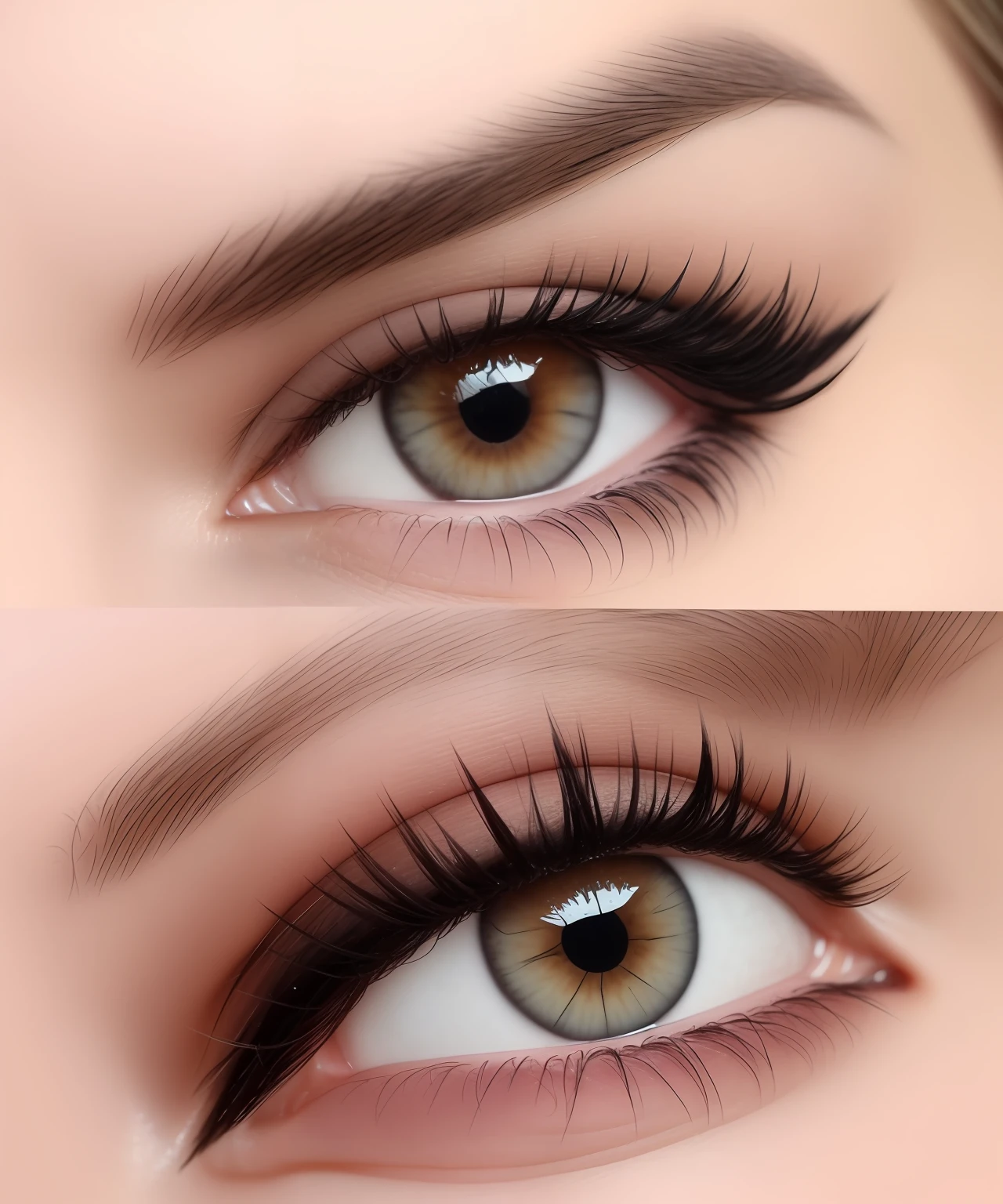 Girls, do eyelashes, before and after comparison charts, realism, real people, Chinese