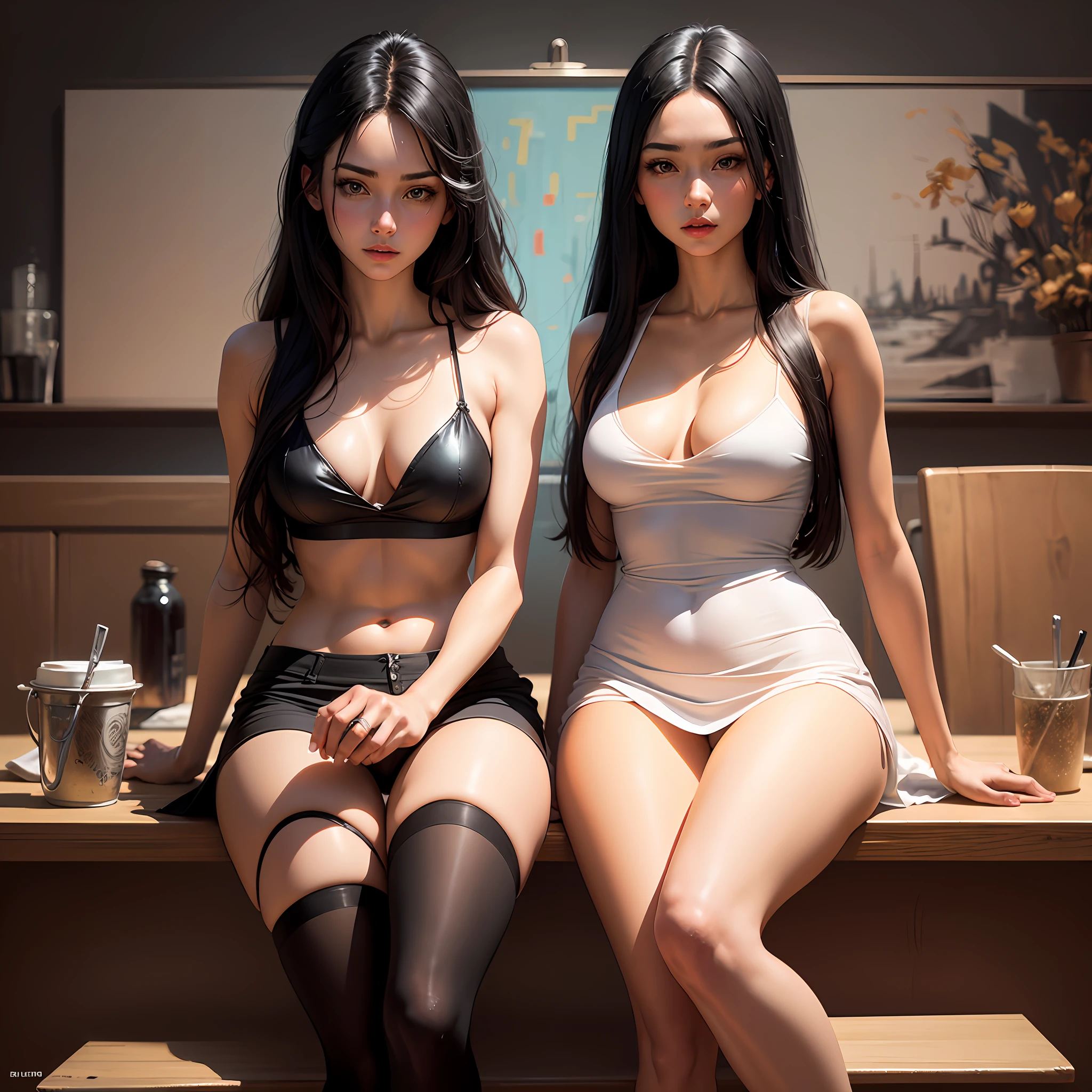 Extreme Girl, Best Sexy Girl, Best Beauty, World Masterpiece Theater, Super Fine, Extreme Girl, Superb Black Long Straight Hair, High Resolution, Need for Good, 1girl, Need for Good, Illustration, Looking at the Audience, Impasto, Canvas, Oil Painting, Realistic, Realist, Real, --auto