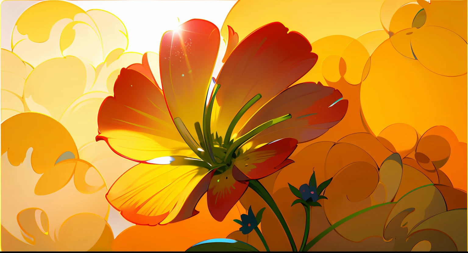 Close up, a flower, red, bloom, stamen, sunlight