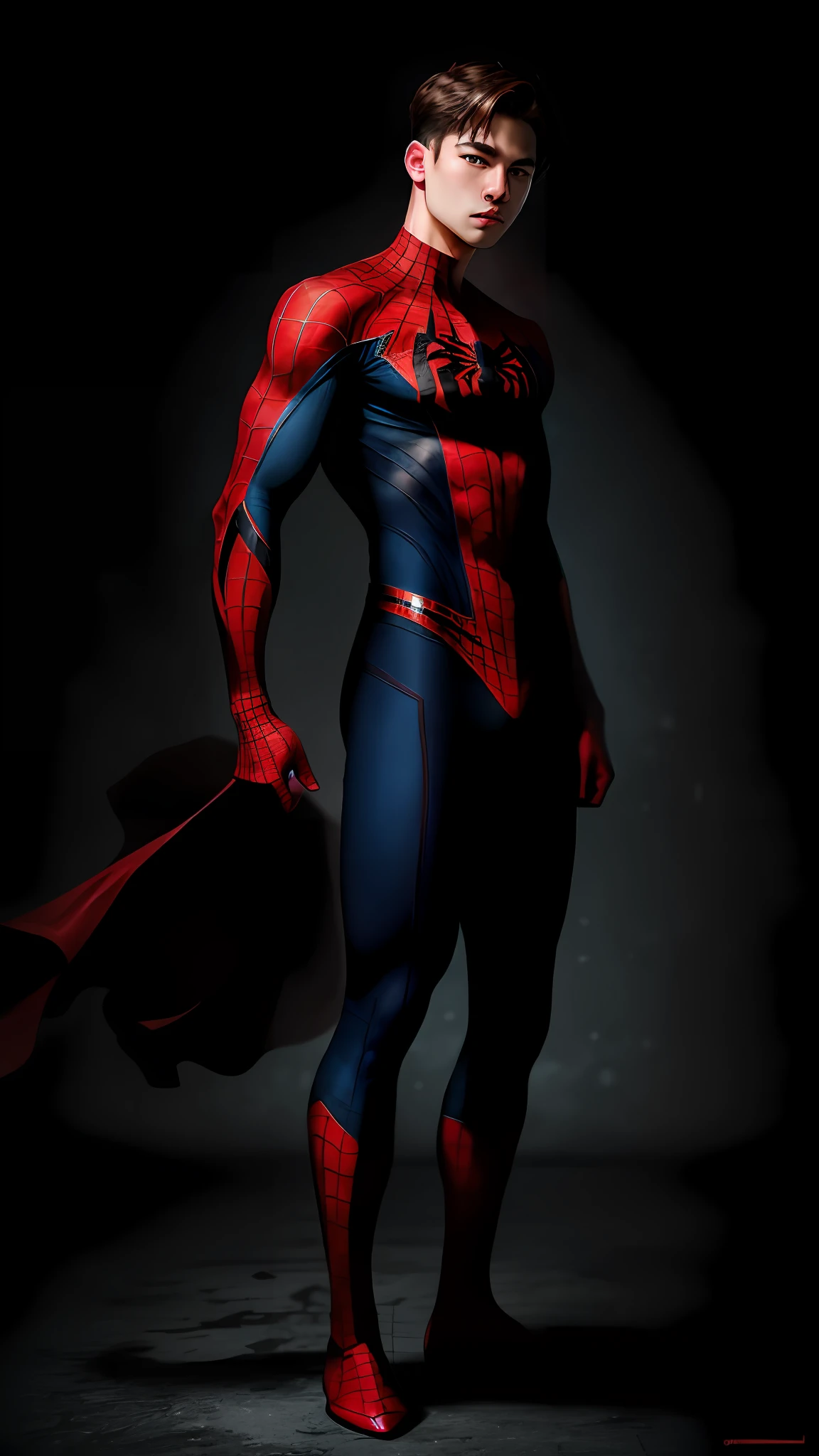 please change the background of the photo, make my photo handsome like spiderman