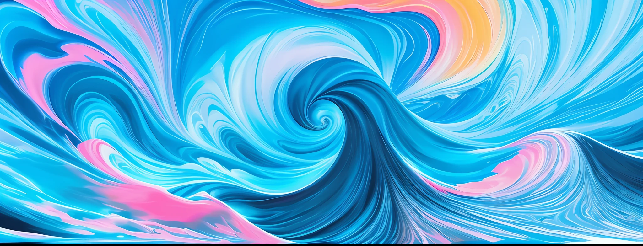 brightly colored abstract painting of a wave in a blue sky, vibrant digital painting, jen bartel, behance art, stylized digital art, style digital painting, godrays digital painting, detailed swirling water tornado, glossy digital painting, dreamlike digital painting, swirly, colorful digital painting, iridescence water elemental, splash aura in motion