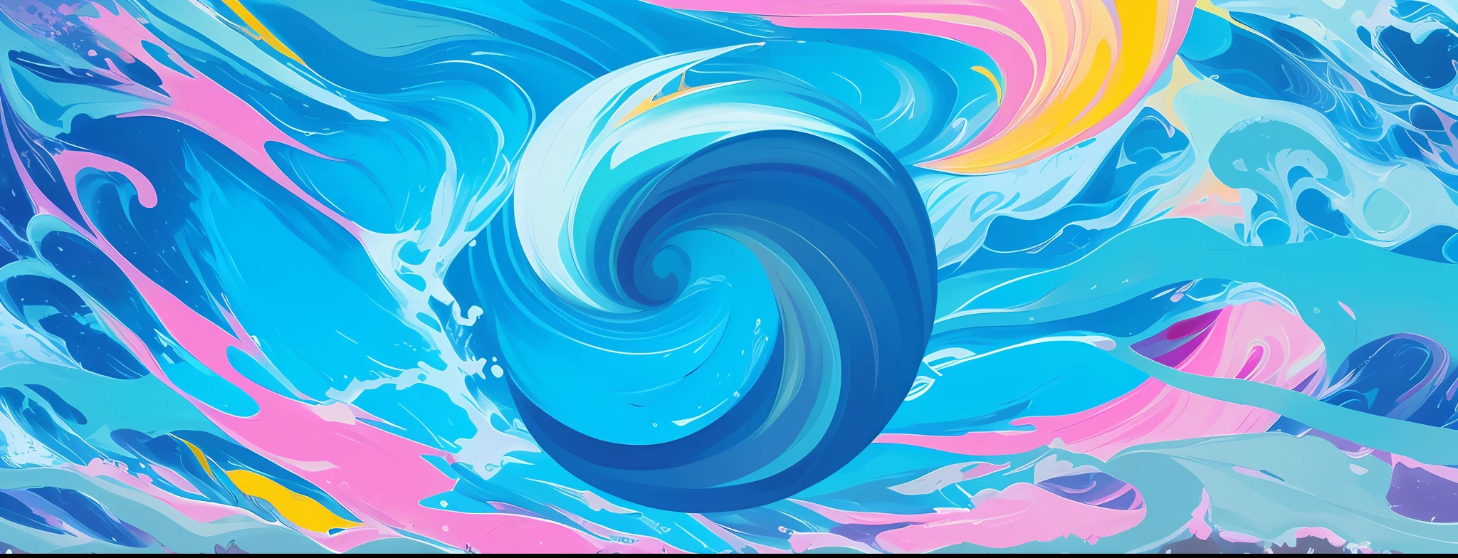 brightly colored abstract painting of a wave in a blue sky, vibrant digital painting, jen bartel, behance art, stylized digital art, style digital painting, godrays digital painting, detailed swirling water tornado, glossy digital painting, dreamlike digital painting, swirly, colorful digital painting, iridescence water elemental, splash aura in motion