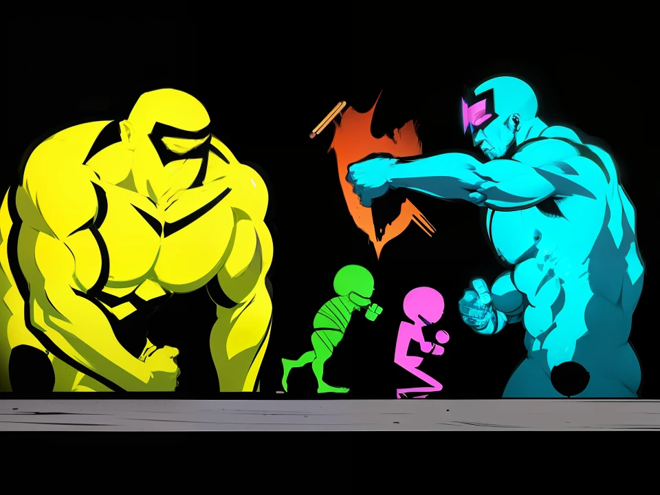 A stickman full of muscles