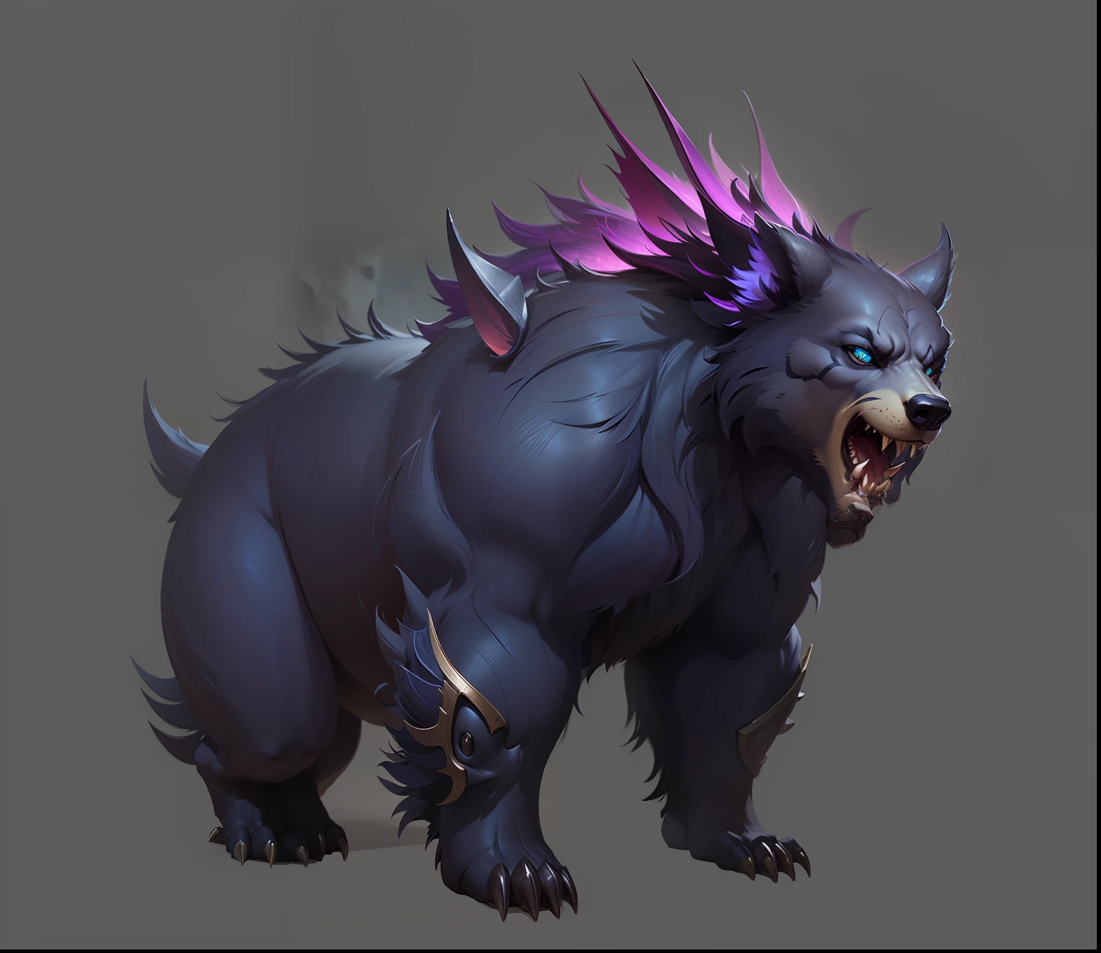 (Best Quality)), ((Masterpiece)), (Very detailed: 1.3), Bear, Black Bear, Close-up of a furry animal with purple mohawk, Moon Bear Samurai, Fist Game Concept Art, Owl Bear, 12k Ursa, Bug Bear, Realistic Creature Concept, Draw as Game Concept Art, Black Bear Samurai, Angry Bug Bear, League of Legends Concept Art, Scaly Bear, Dota 2 Concept Art, Fantasy Creature Concept Art, Blizzard Concept Art, Chamba Concept Art, Chamba concept art, highly stylized, official concept art, very detailed, with intricate details, dynamic lighting, naturally beautiful light, gloomy, very detailed, intricate details, dynamic lighting, realistic, cinematic, natural lighting, very detailed, dynamic lighting, natural beautiful light, best quality, super high resolution, 8k, 3d rendering, realistic creature concept, fantasy creature concept art, renamon, logo design, cartoon, movie lighting effects, fascinating, 3D vector art, cute quirky, fantasy art, background bokeh, hand drawing, digital painting, soft light, isometric style, 4K resolution, realistic rendering, highly detailed and clean, realistic masterpiece, professional photography